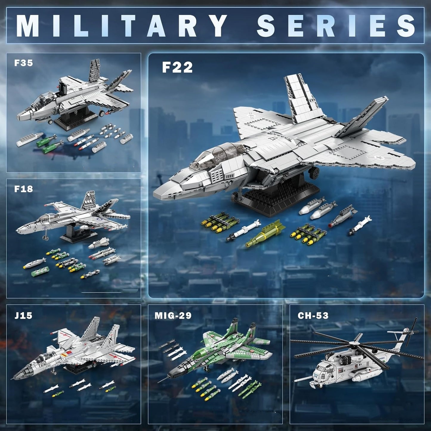 F-22 Raptor Military Fighter Jet Assembly Toy Set - A11