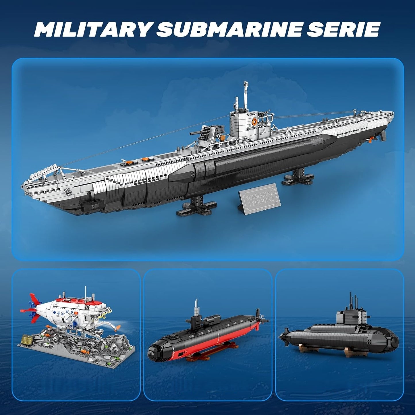 U-Boat Military Submarine Building Block Model Set - S9