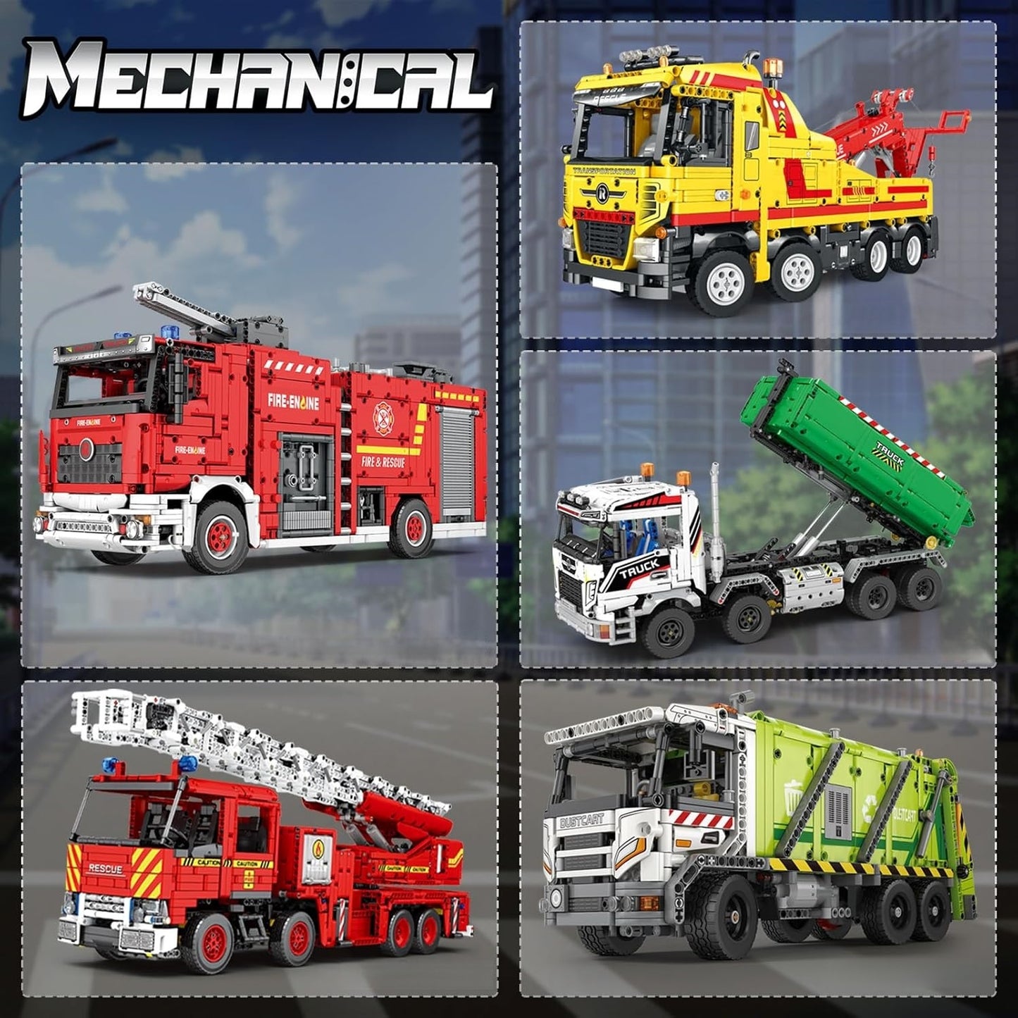 Large Rescue Fire Truck with Water Sprayer - Building Block Model Set - G3