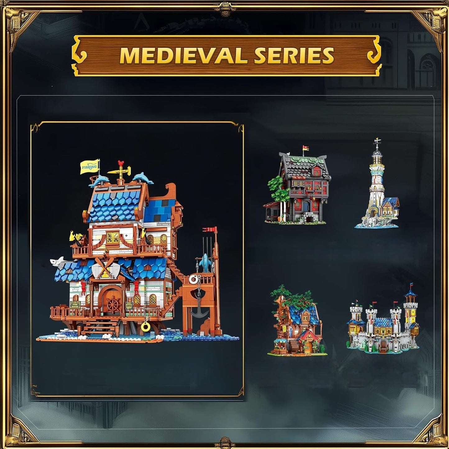 Medieval Fishing Tackle Shop Lighting Block Model Set - Z18