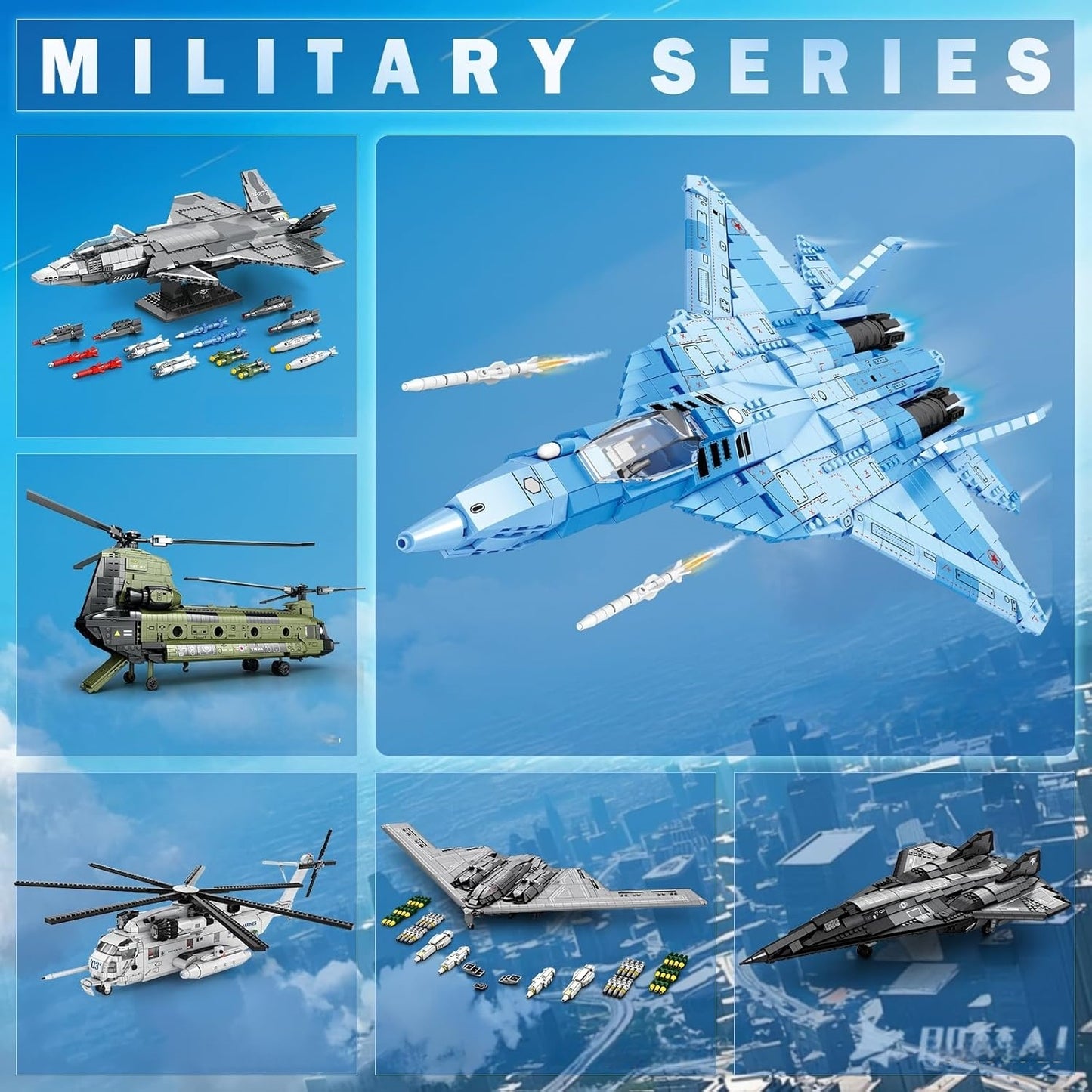 SU-57 Fighter Jet Aircraft Building Block Set - A18