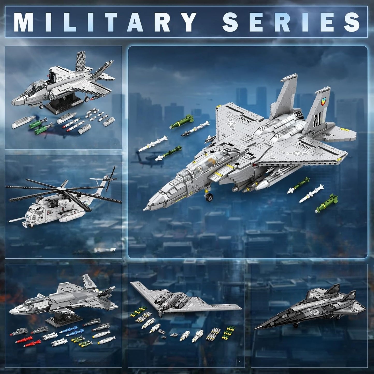 F-15E Military Bomber Building Block Model Set - A3