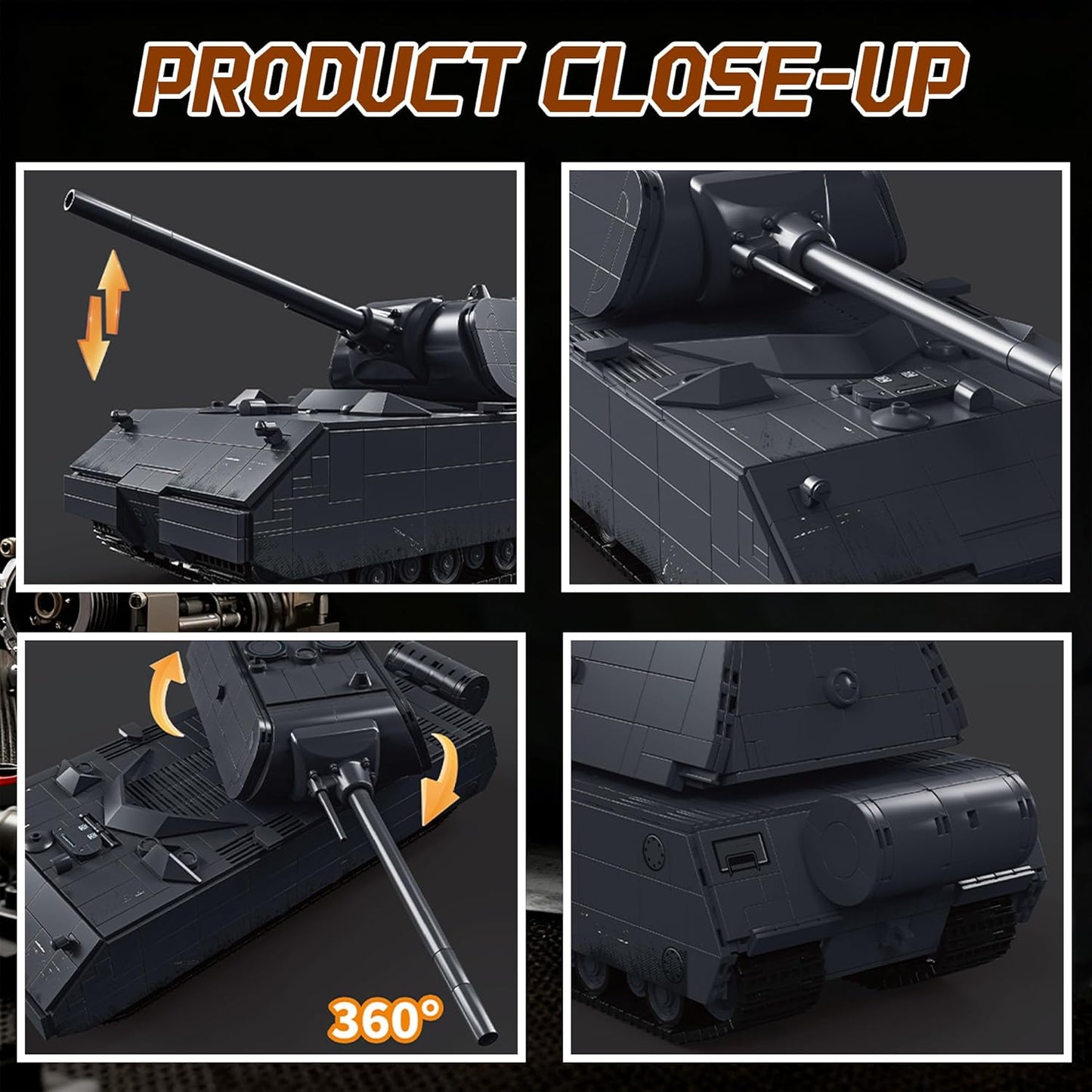 WW2 Panzer VIII Maus Military Tank Building Block Model Set (Gray) - T4