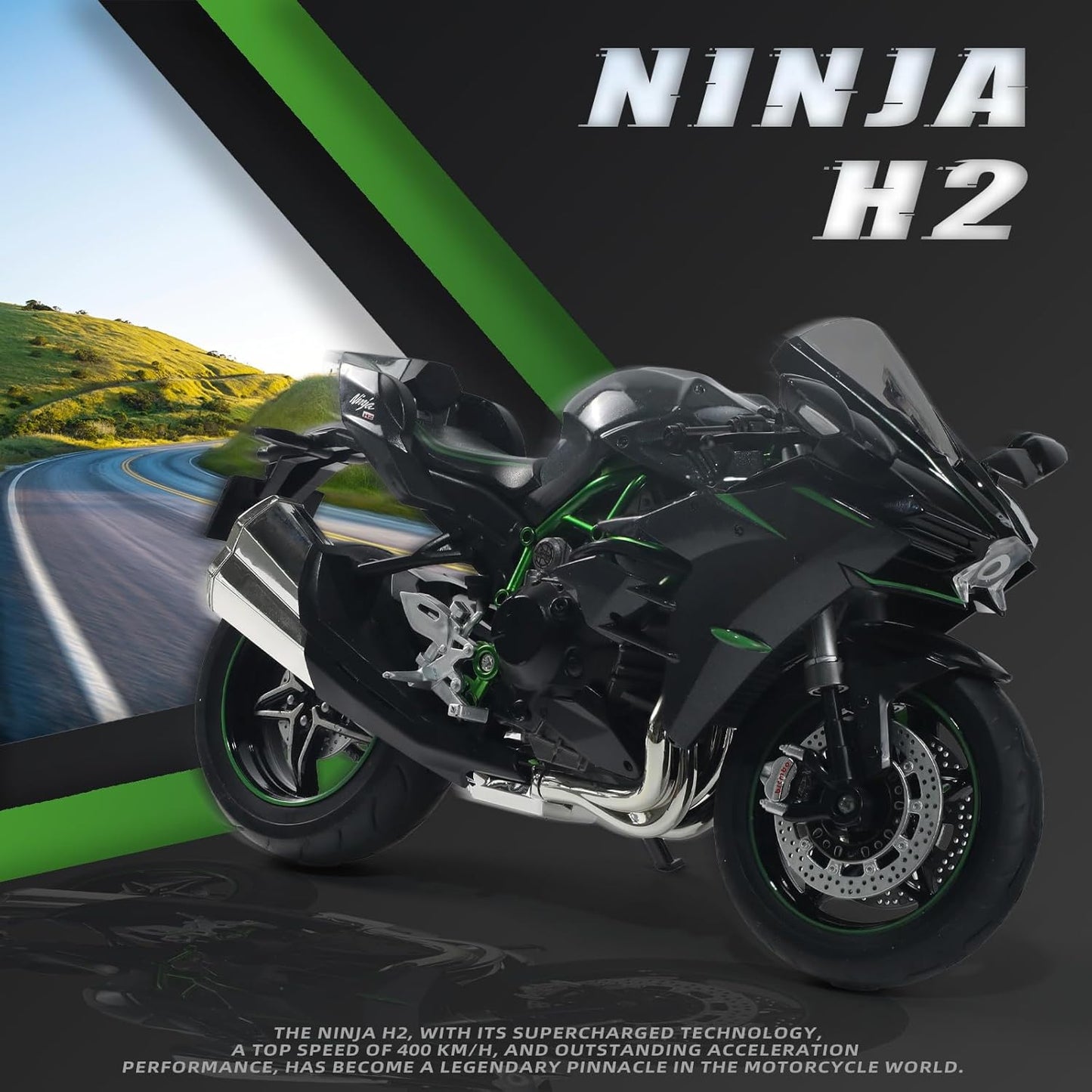 1:9 Kawasaki Ninja H2R Die-cast Metal Motorcycle Model - M21