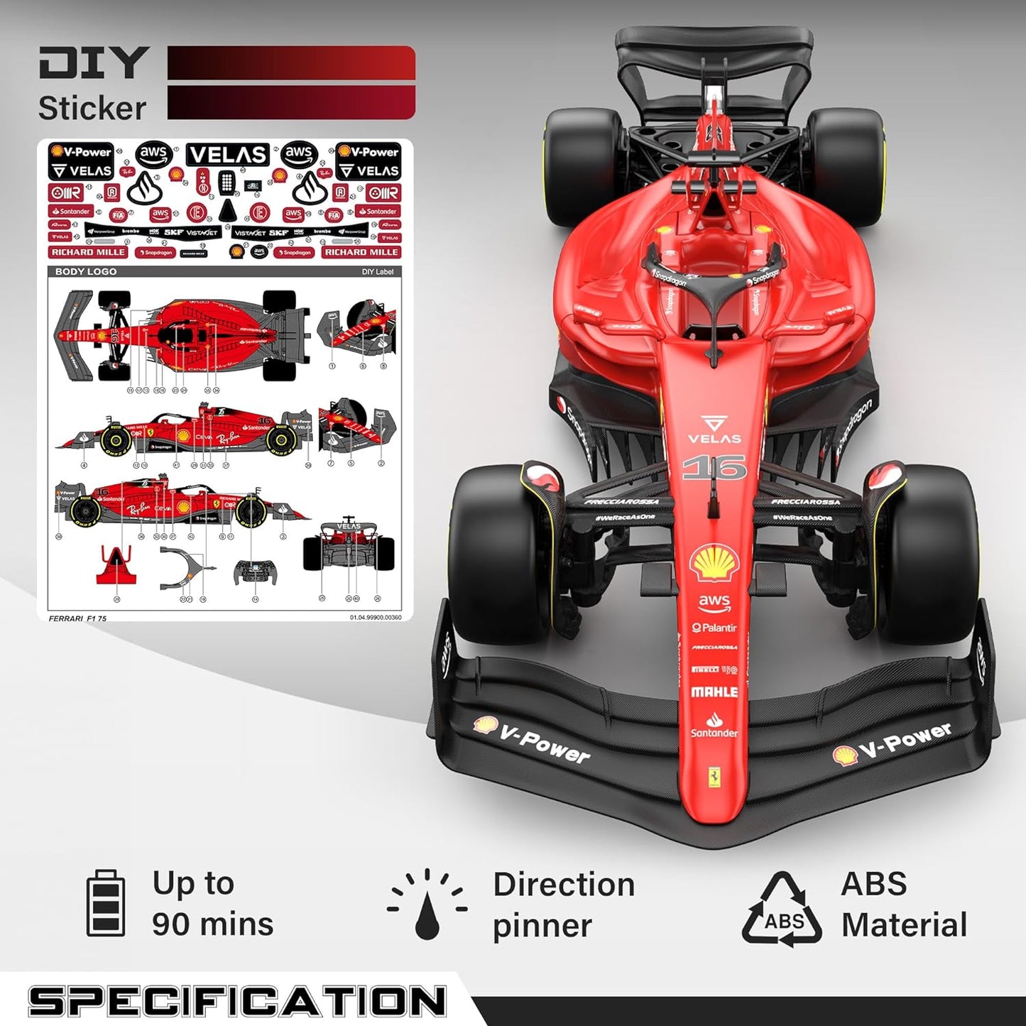 1:12 Ferrari F1-75 Remote Control Toy Car - C17
