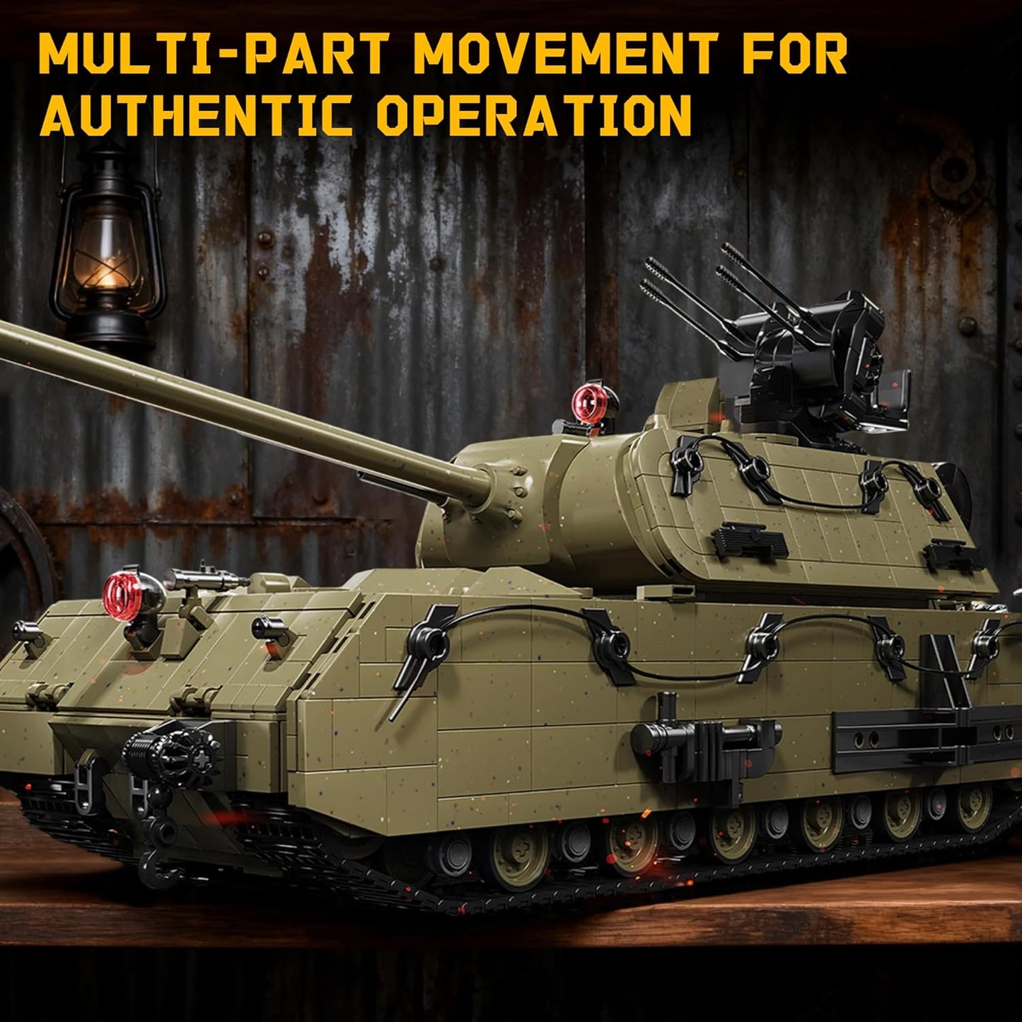 WW2 Panzer VIII Maus Military Tank Building Block Model Set (Olive Green) - T6