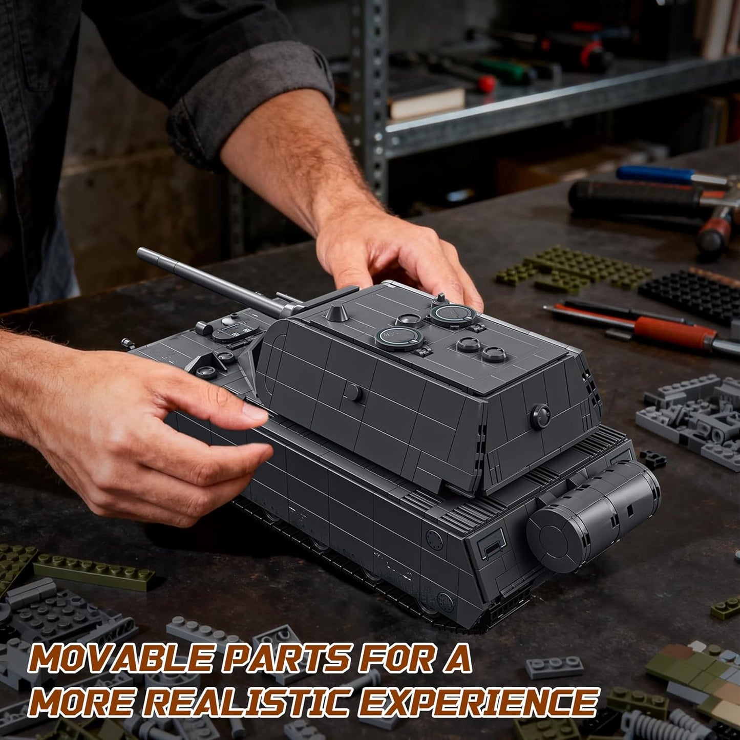 WW2 Panzer VIII Maus Military Tank Building Block Model Set (Gray) - T4