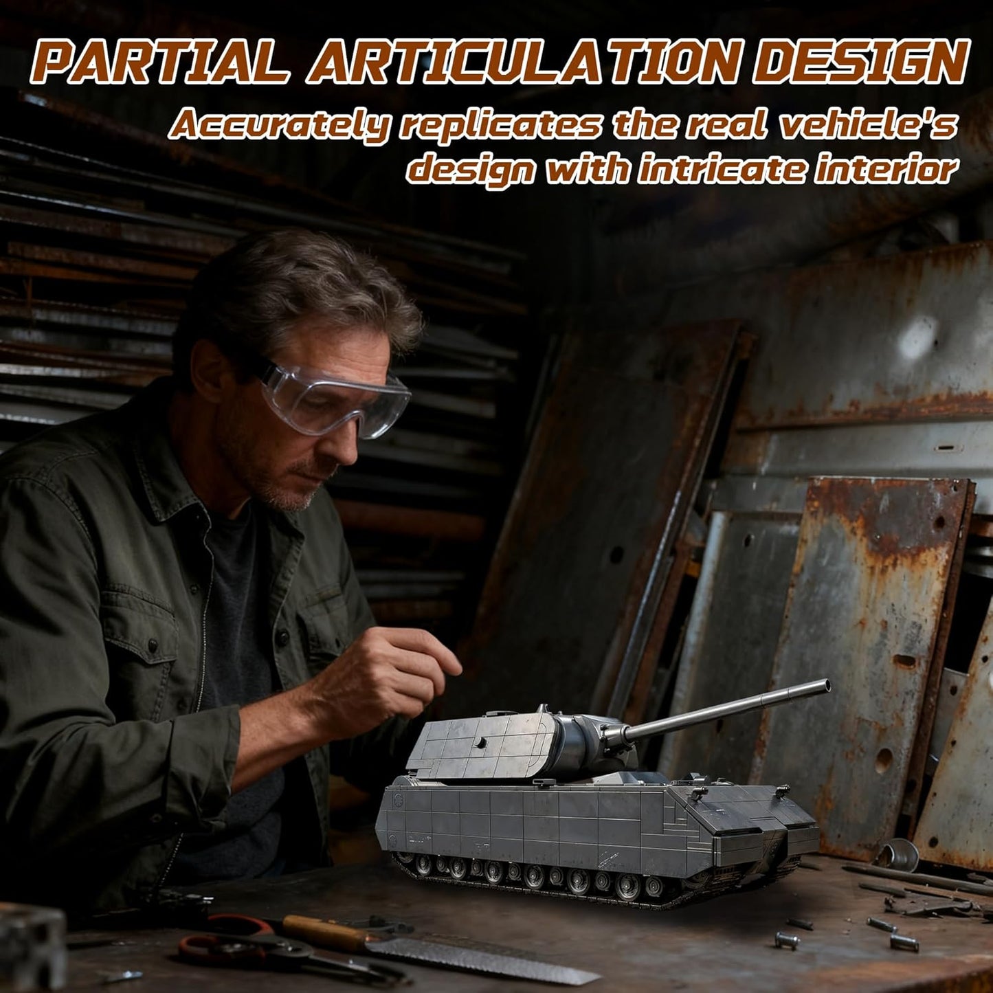 WW2 Panzer VIII Maus Military Tank Building Block Model Set (Gray) - T4