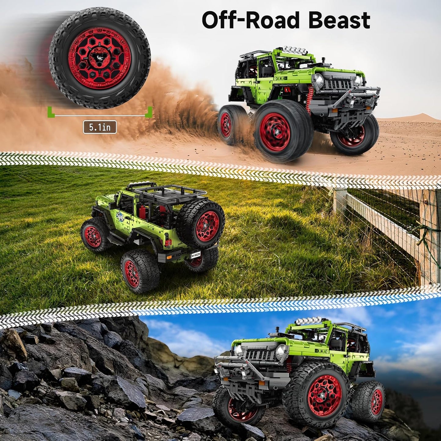 Remote control off-road vehicle Jeep Wrange building block model set-C28