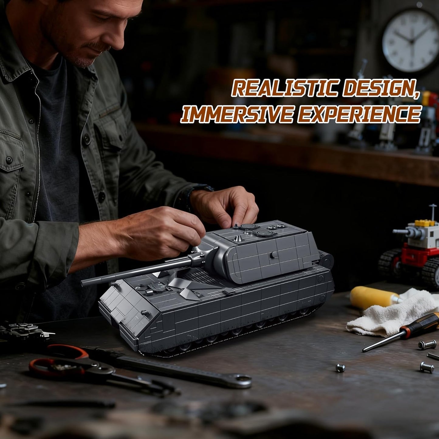 WW2 Panzer VIII Maus Military Tank Building Block Model Set (Gray) - T4