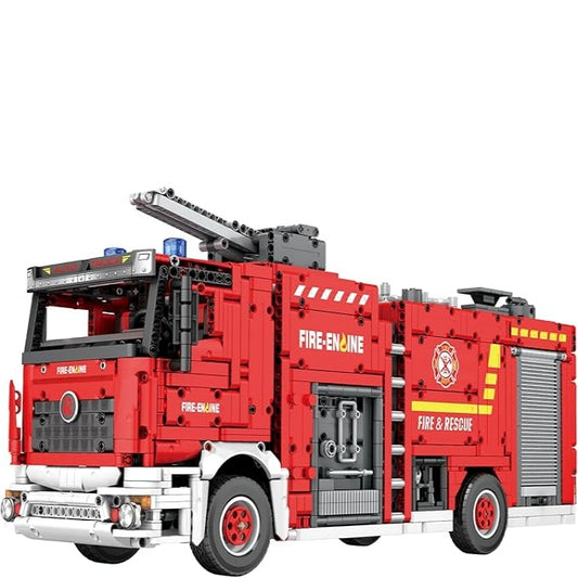 Large Rescue Fire Truck with Water Sprayer - Building Block Model Set - G3