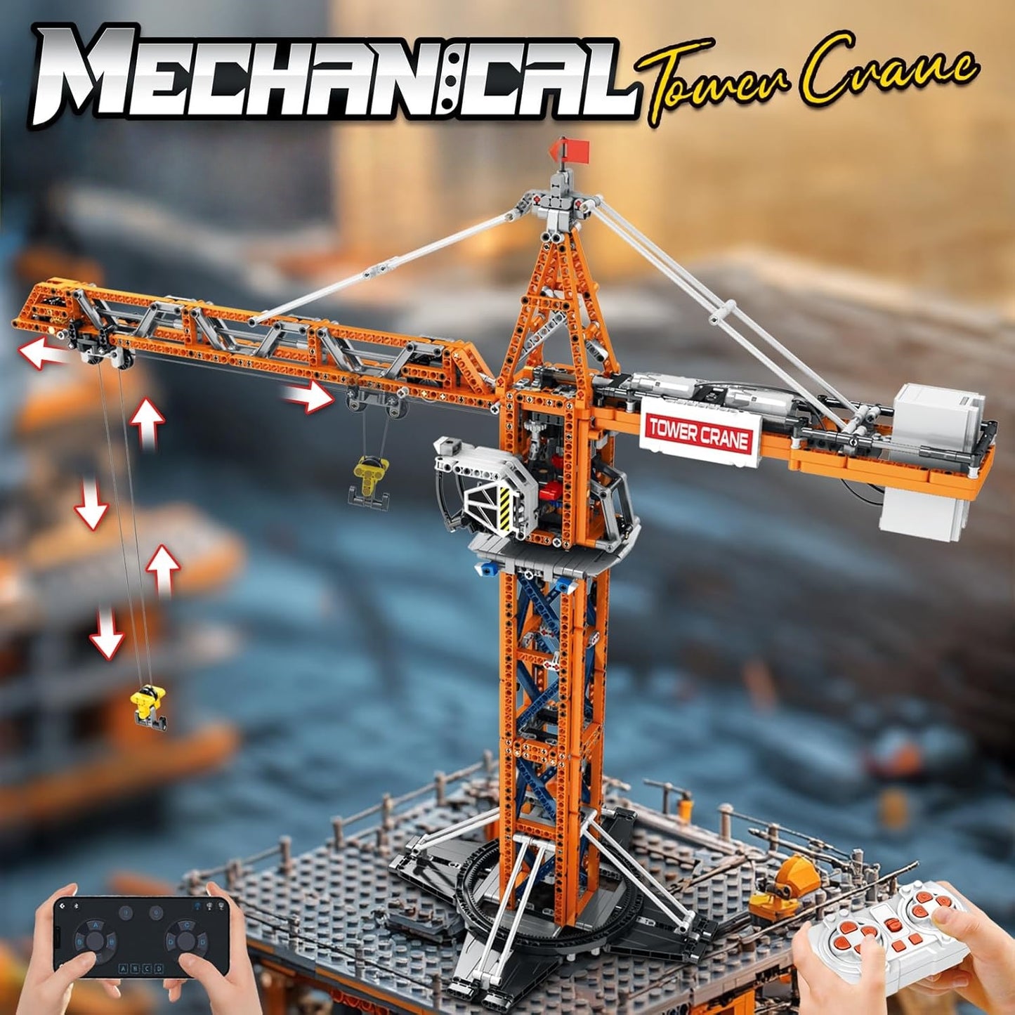 Remote Control Tower Crane Engineering Vehicle Building Block Model Kit - G19