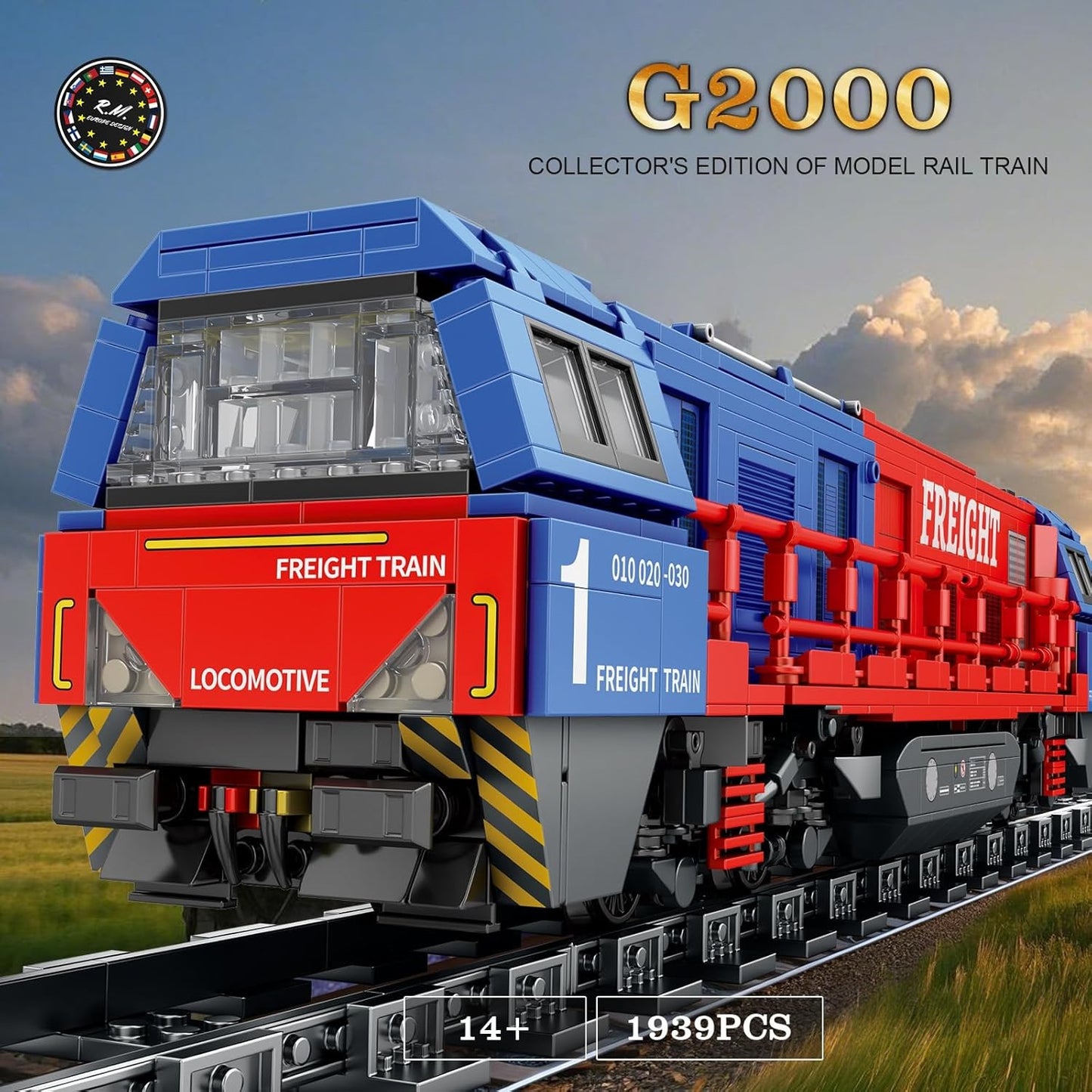 G2000 Freight Train Building Block Set with Base - R4