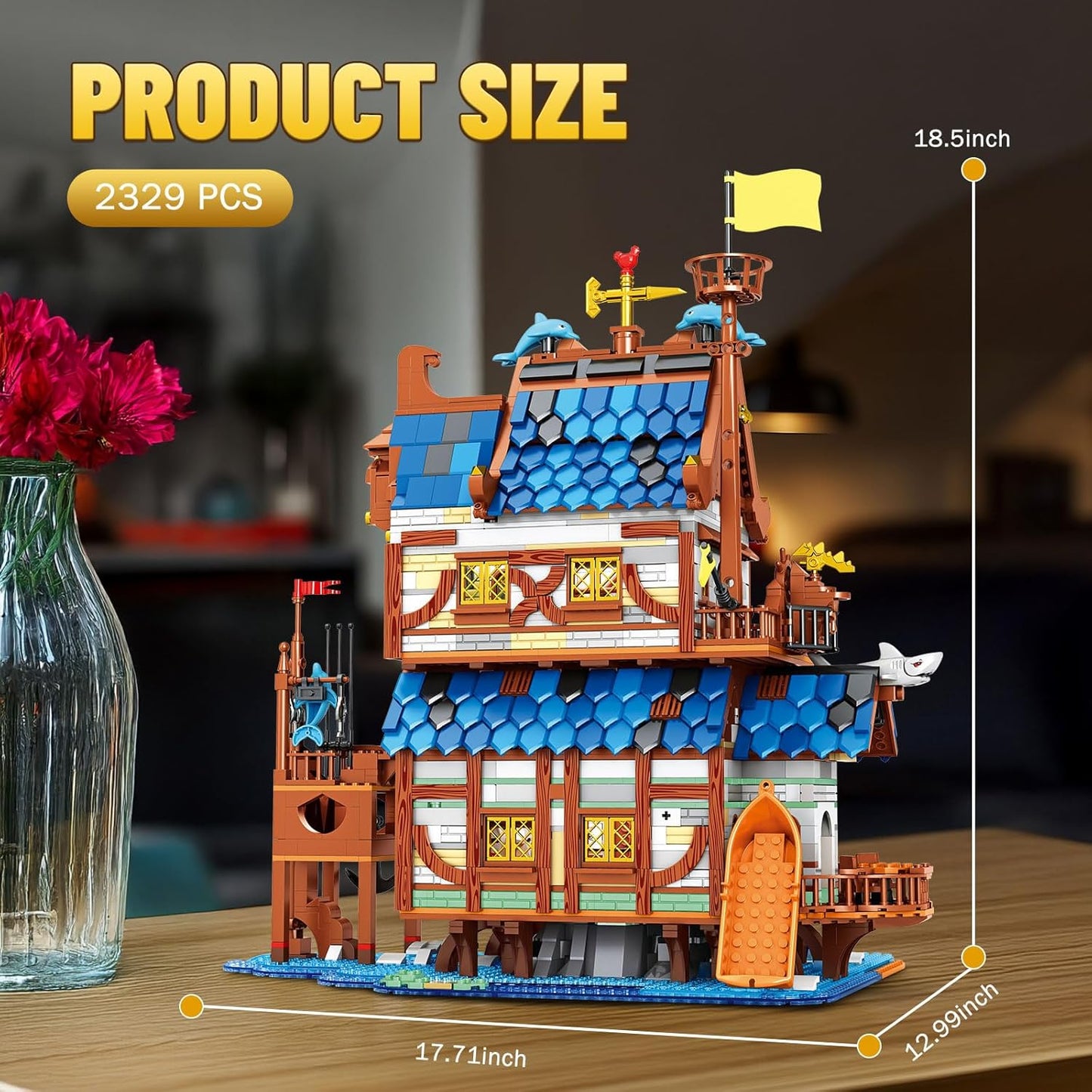 Medieval Fishing Tackle Shop Lighting Block Model Set - Z18