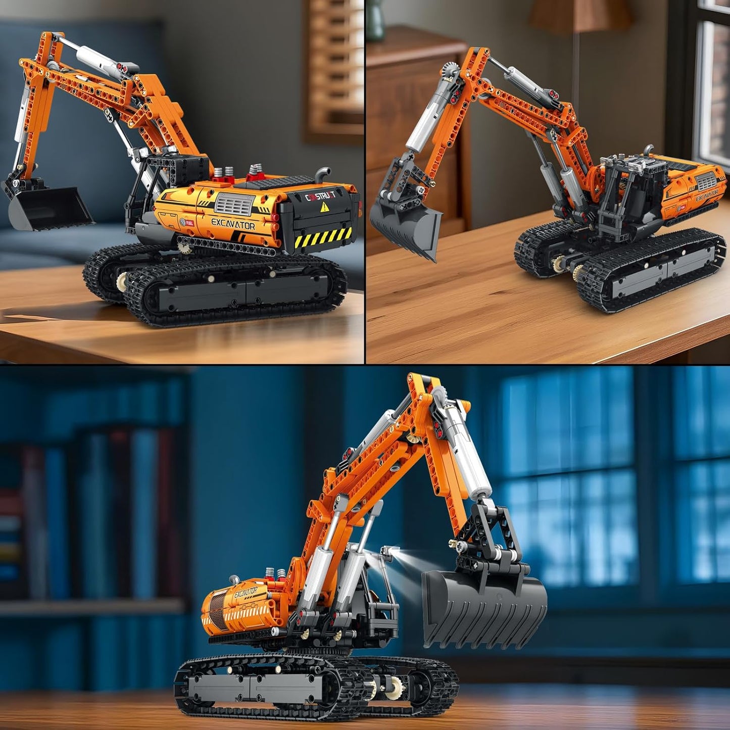 Remote Control Excavator Model Building Block Set with Motor - G12