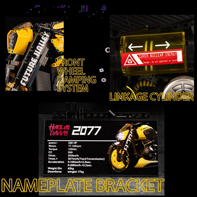 Cyberpunk Harley-Davidson Racing Car Building Blocks - M17