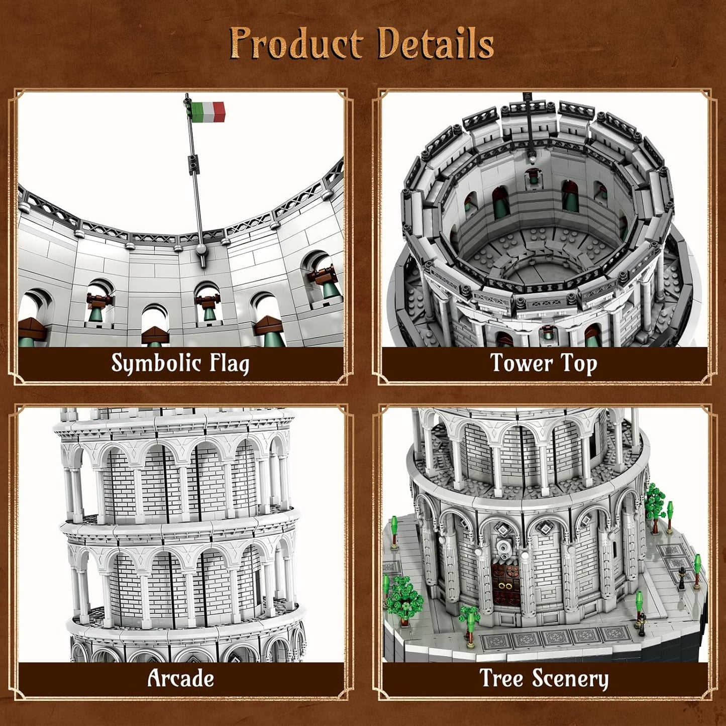 Leaning Tower of Pisa Building Block Model Set - Z09