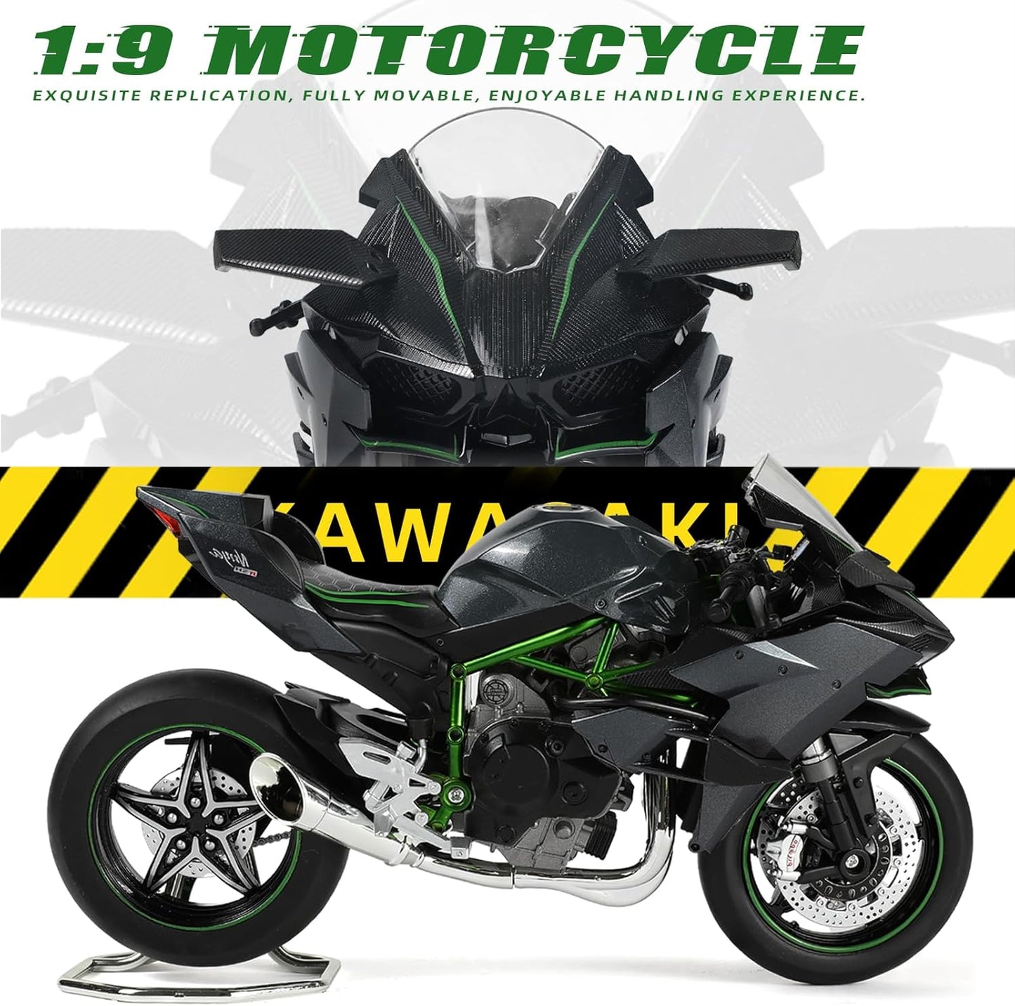 1:9 Kawasaki Ninja H2R Die-cast Metal Motorcycle Model - M21