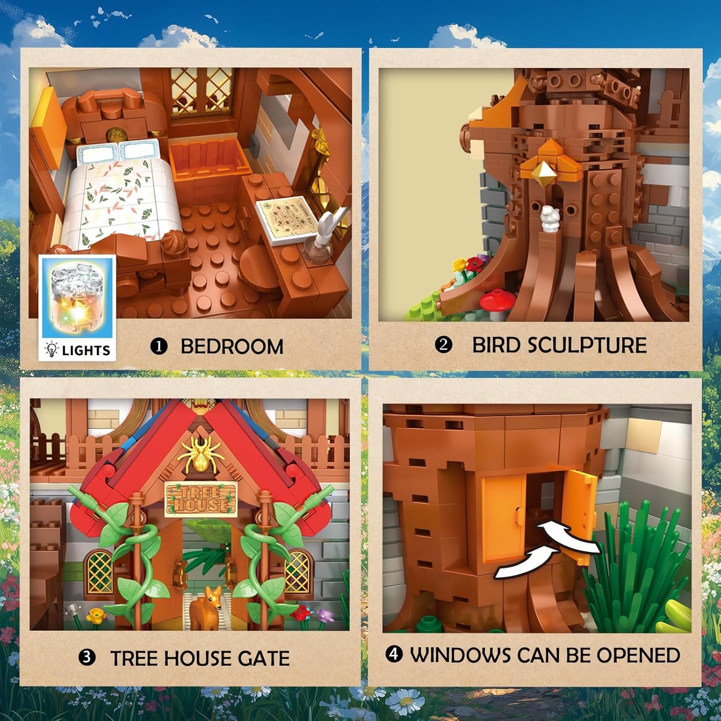 Medieval Treehouse Lighting Block Model Set - Z19