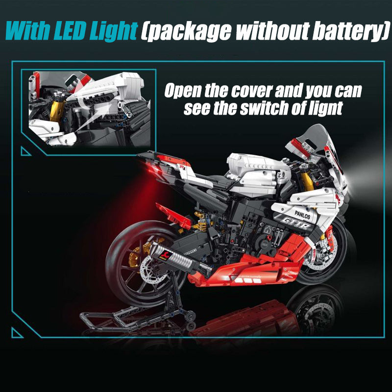 1:5 Scale Lighted V4S PH4 H2R R1 Motorcycle Building Blocks - M7