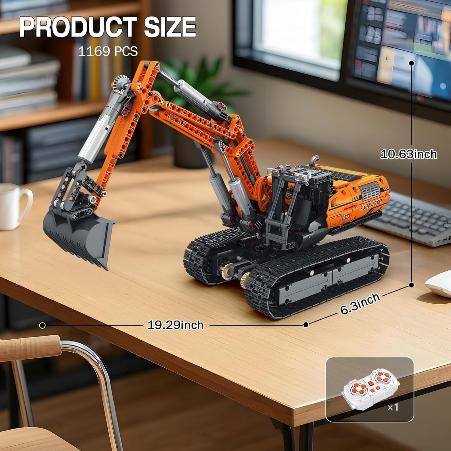 Remote Control Excavator Model Building Block Set with Motor - G12