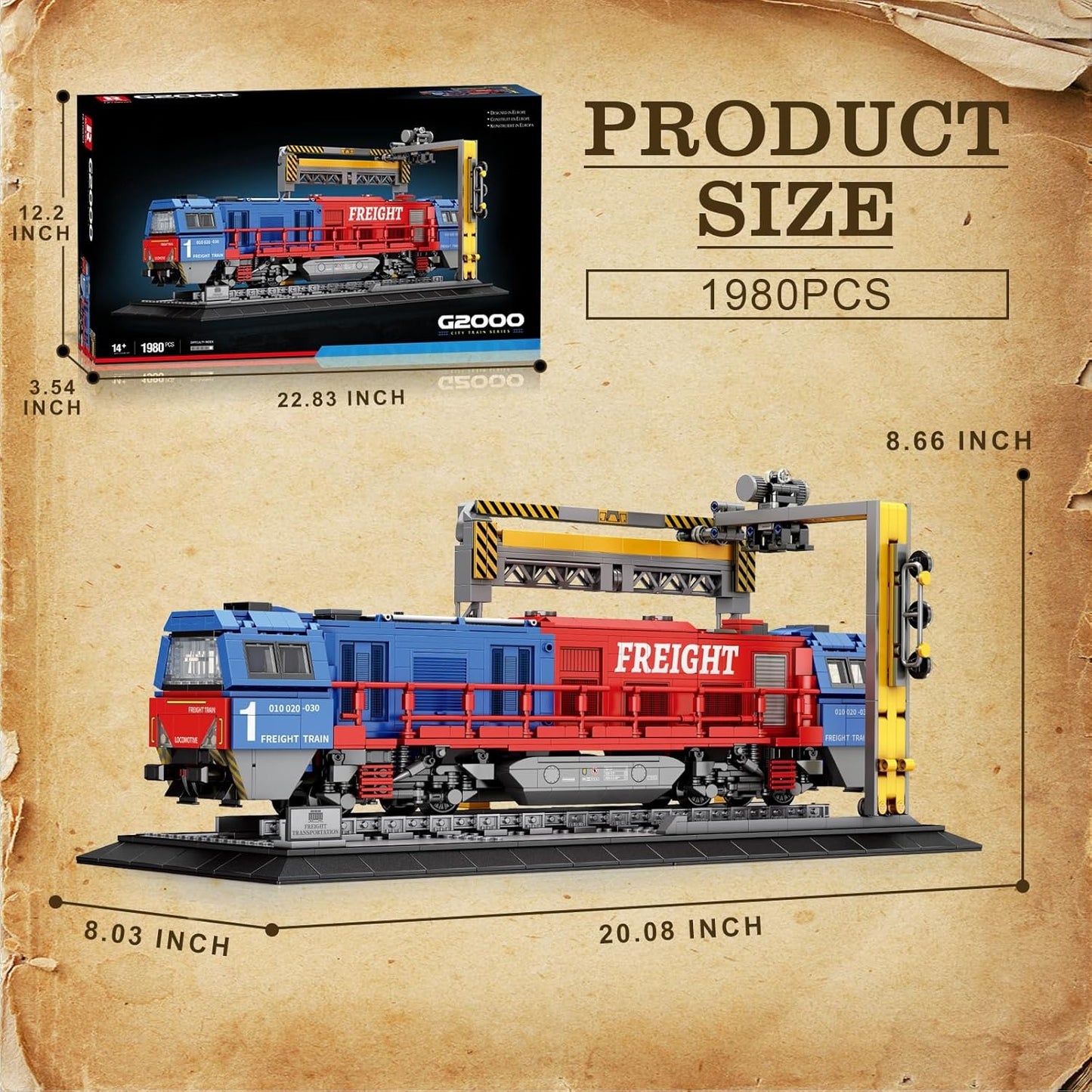 G2000 Freight Train Building Block Set with Base - R4