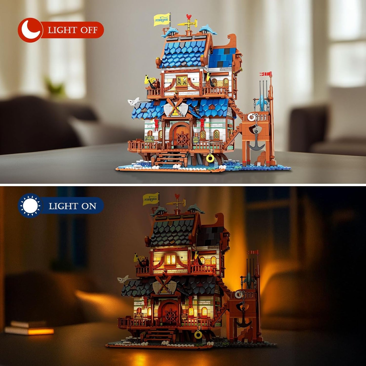 Medieval Fishing Tackle Shop Lighting Block Model Set - Z18