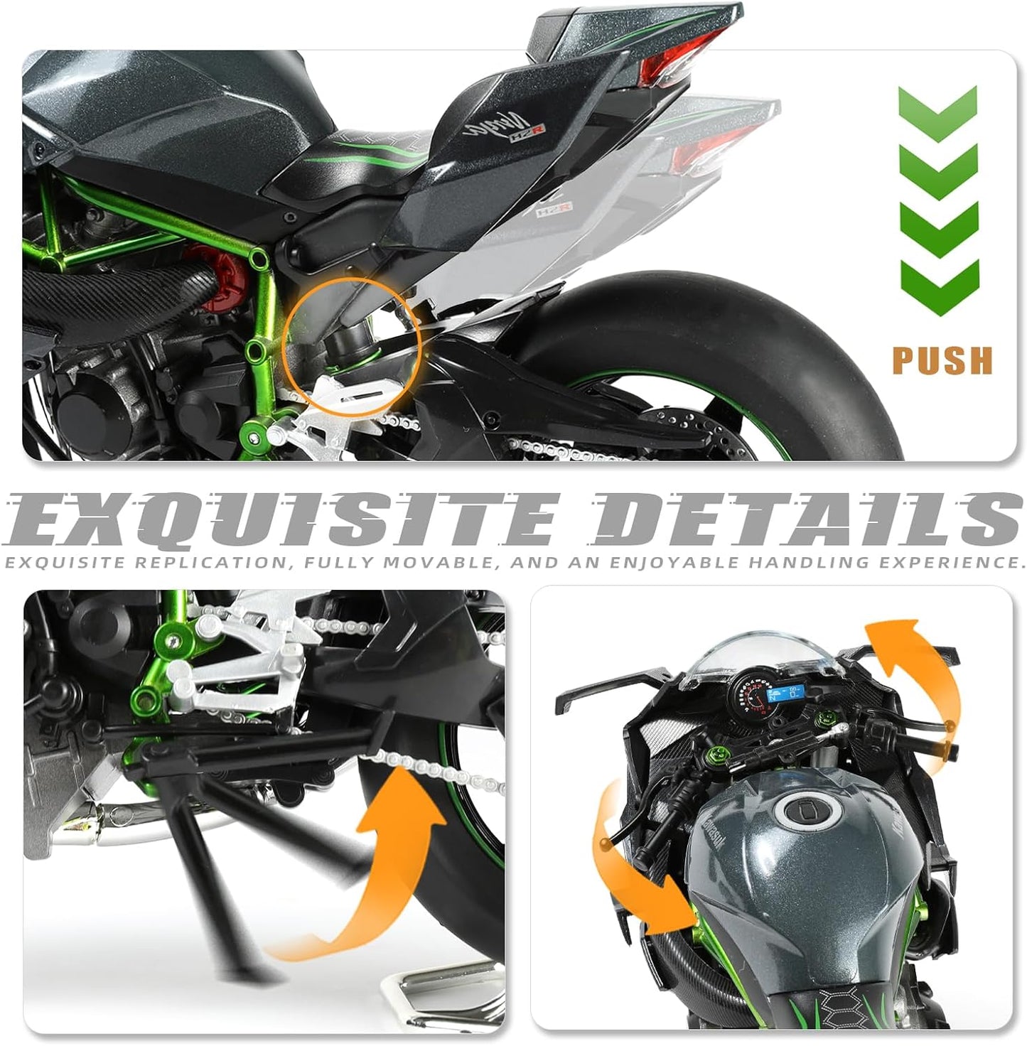 1:9 Kawasaki Ninja H2R Die-cast Metal Motorcycle Model - M21