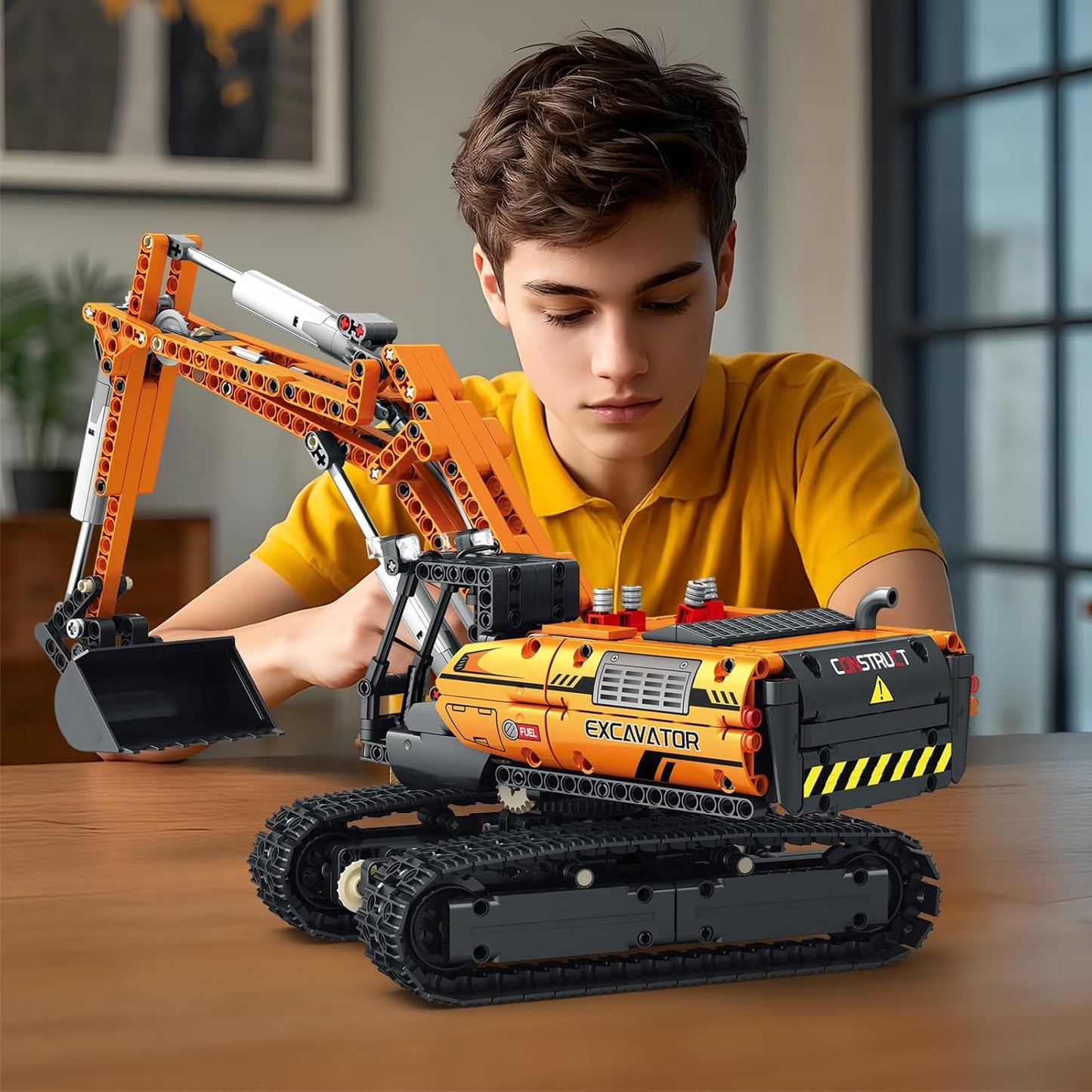 Remote Control Excavator Model Building Block Set with Motor - G12