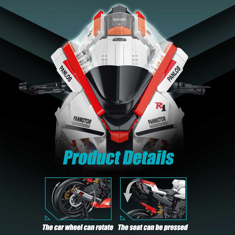 1:5 Scale Lighted V4S PH4 H2R R1 Motorcycle Building Blocks - M7