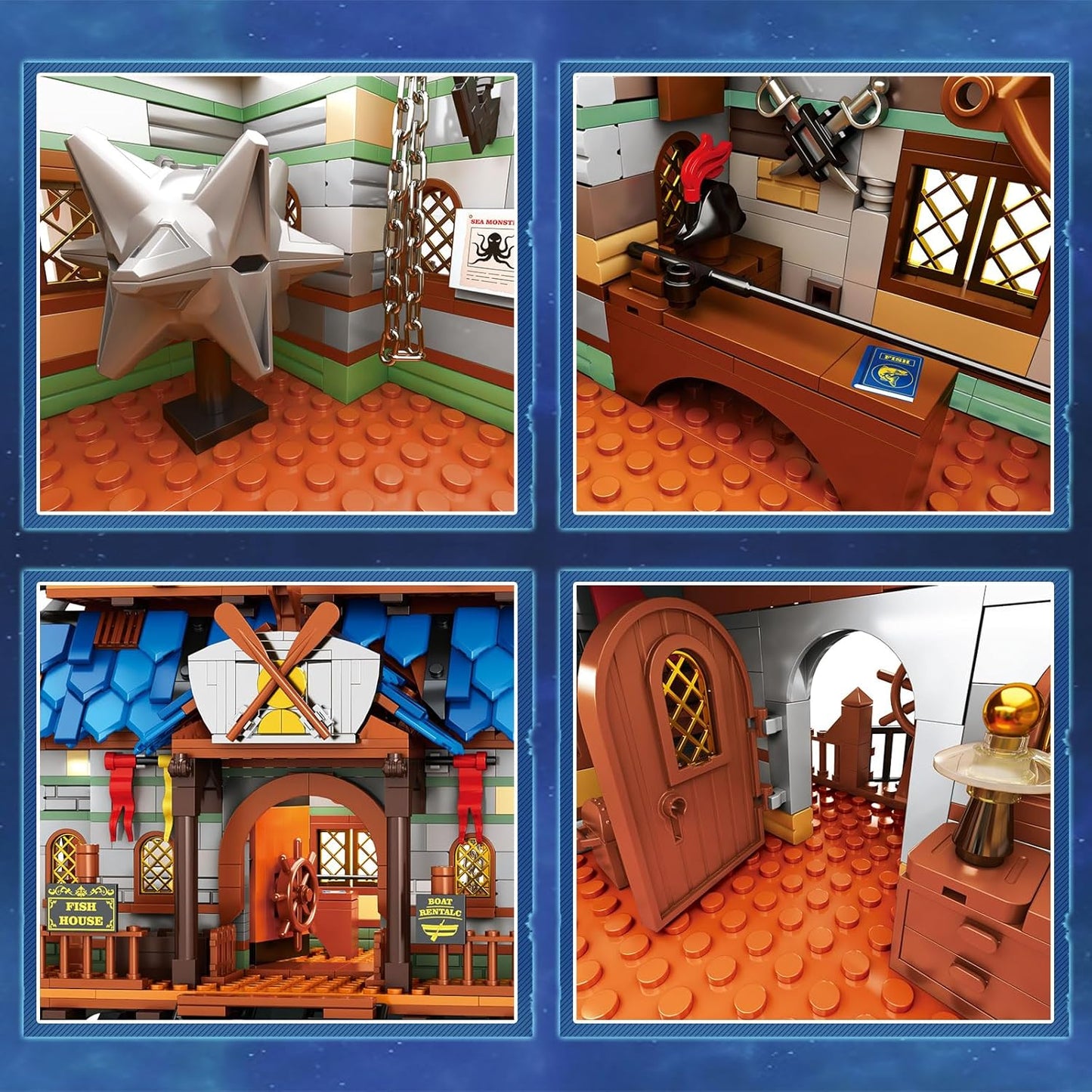 Medieval Fishing Tackle Shop Lighting Block Model Set - Z18