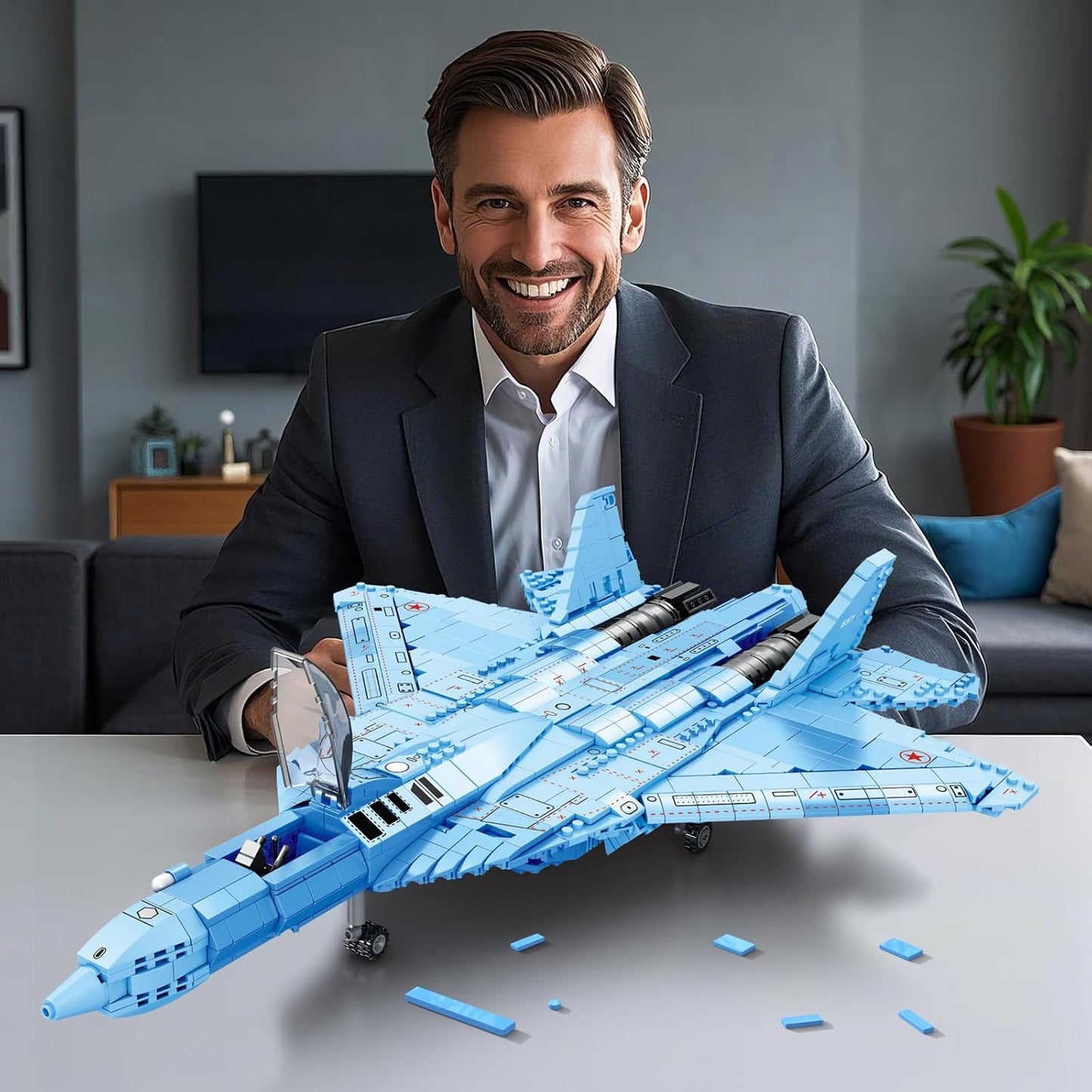 SU-57 Fighter Jet Aircraft Building Block Set - A18