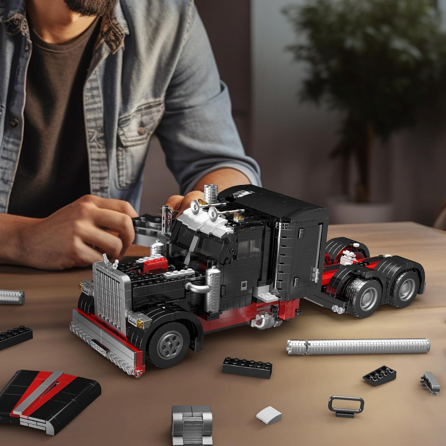 Mould King 10037 Technique US Truck The Black Monster Model, Creativity Technology Sports Car Kit, Exhibit for Collectors (1797 pcs)-C23