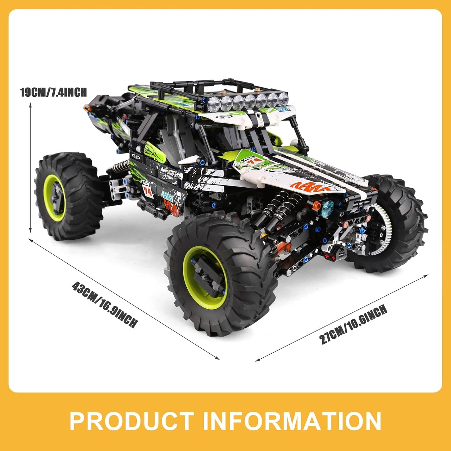 Mould King 18002 RC Climbing Car Building Kits, 1879 Pieces MOC Building Blocks 4X4 Off-Road Truck Model Sets, Stem Remote Control Car Bricks Toys-C25
