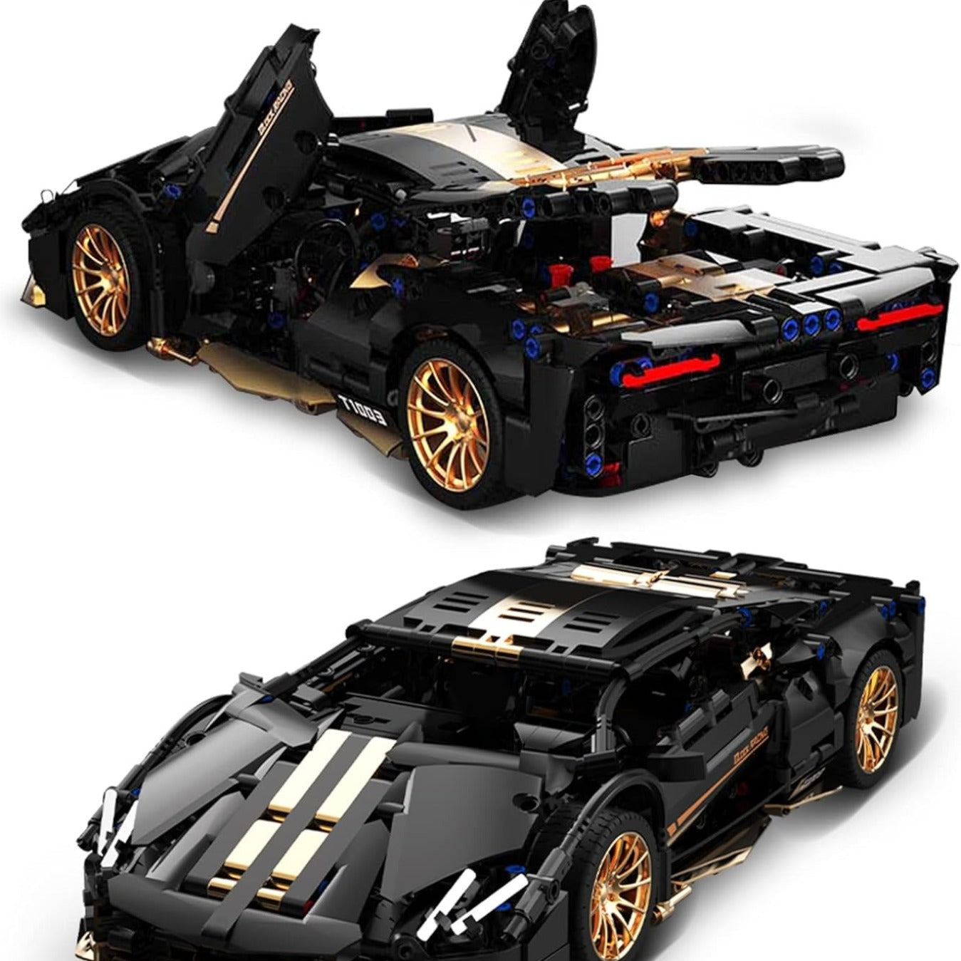 1:14 scale electroplated black and gold Lamborghini sports car building blocks super racing car - C7