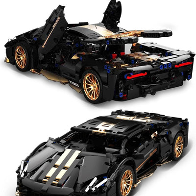 1:14 scale electroplated black and gold Lamborghini sports car building blocks super racing car - C7