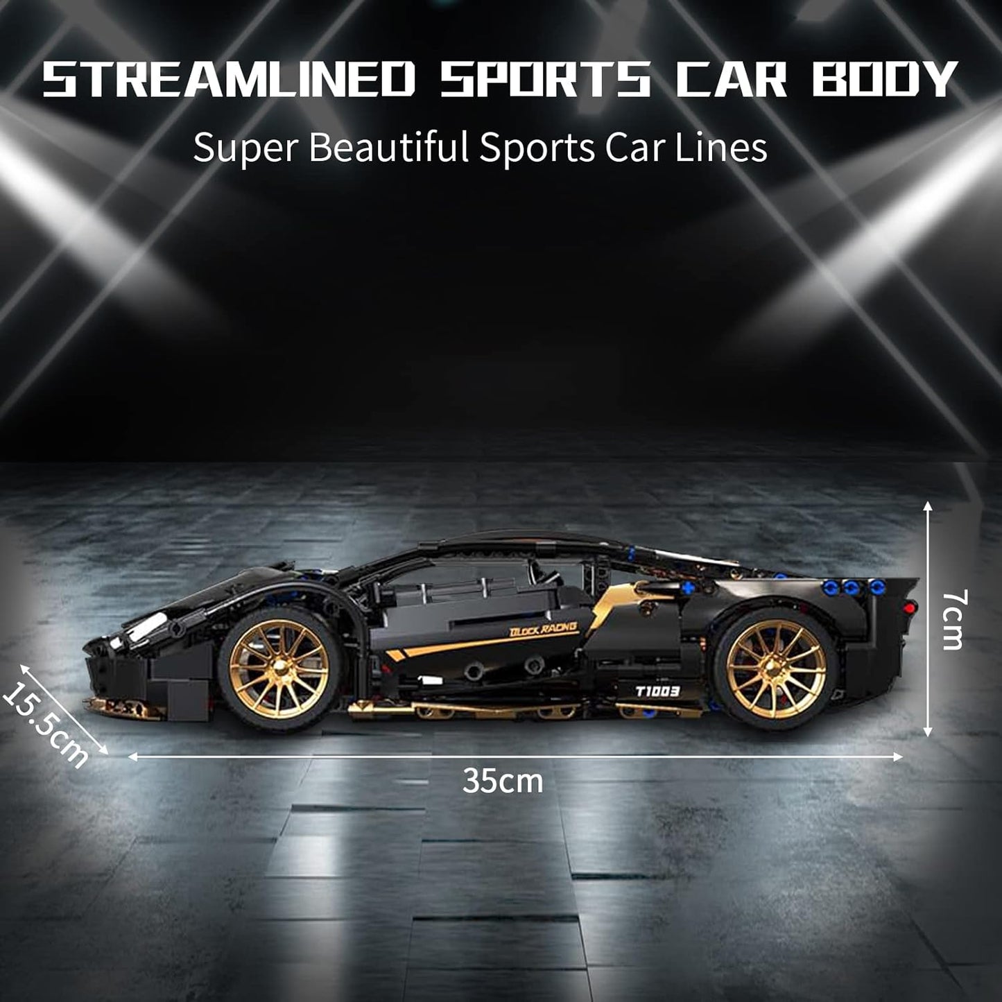 1:14 scale electroplated black and gold Lamborghini sports car building blocks super racing car - C7