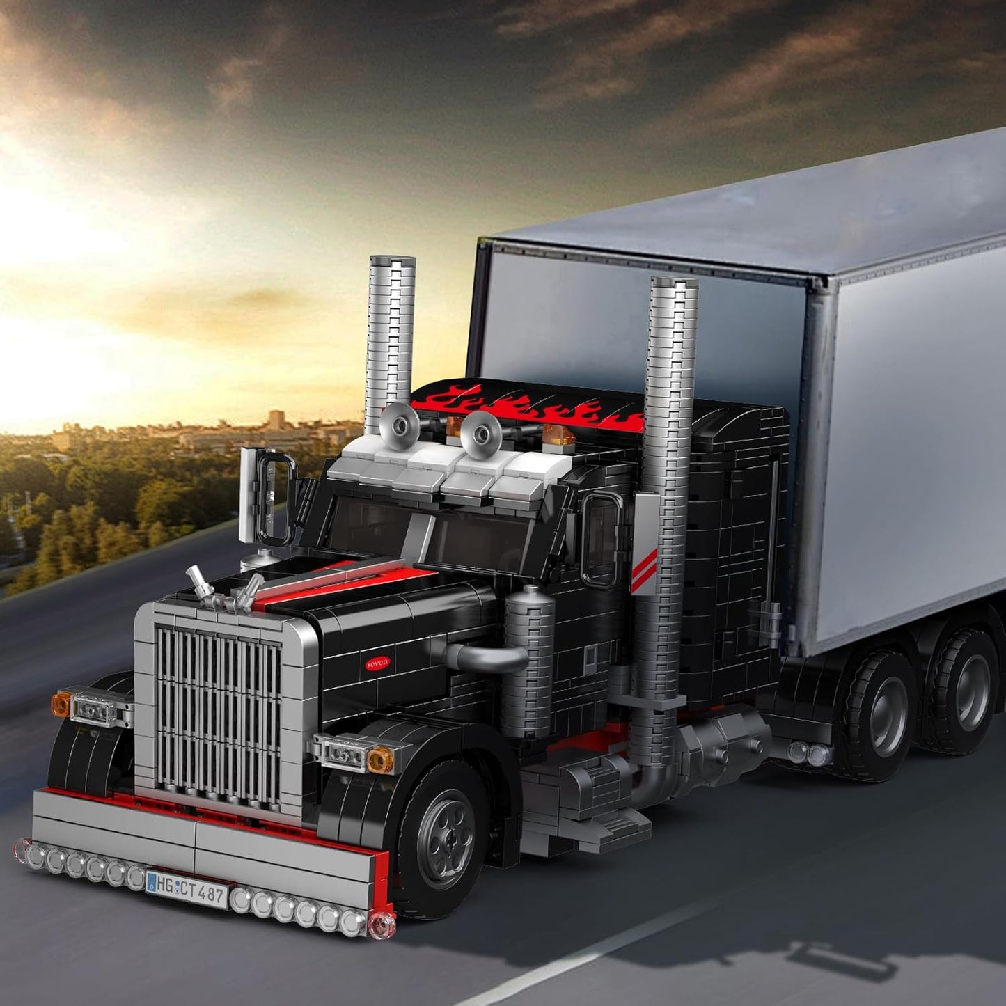 Mould King 10037 Technique US Truck The Black Monster Model, Creativity Technology Sports Car Kit, Exhibit for Collectors (1797 pcs)-C23