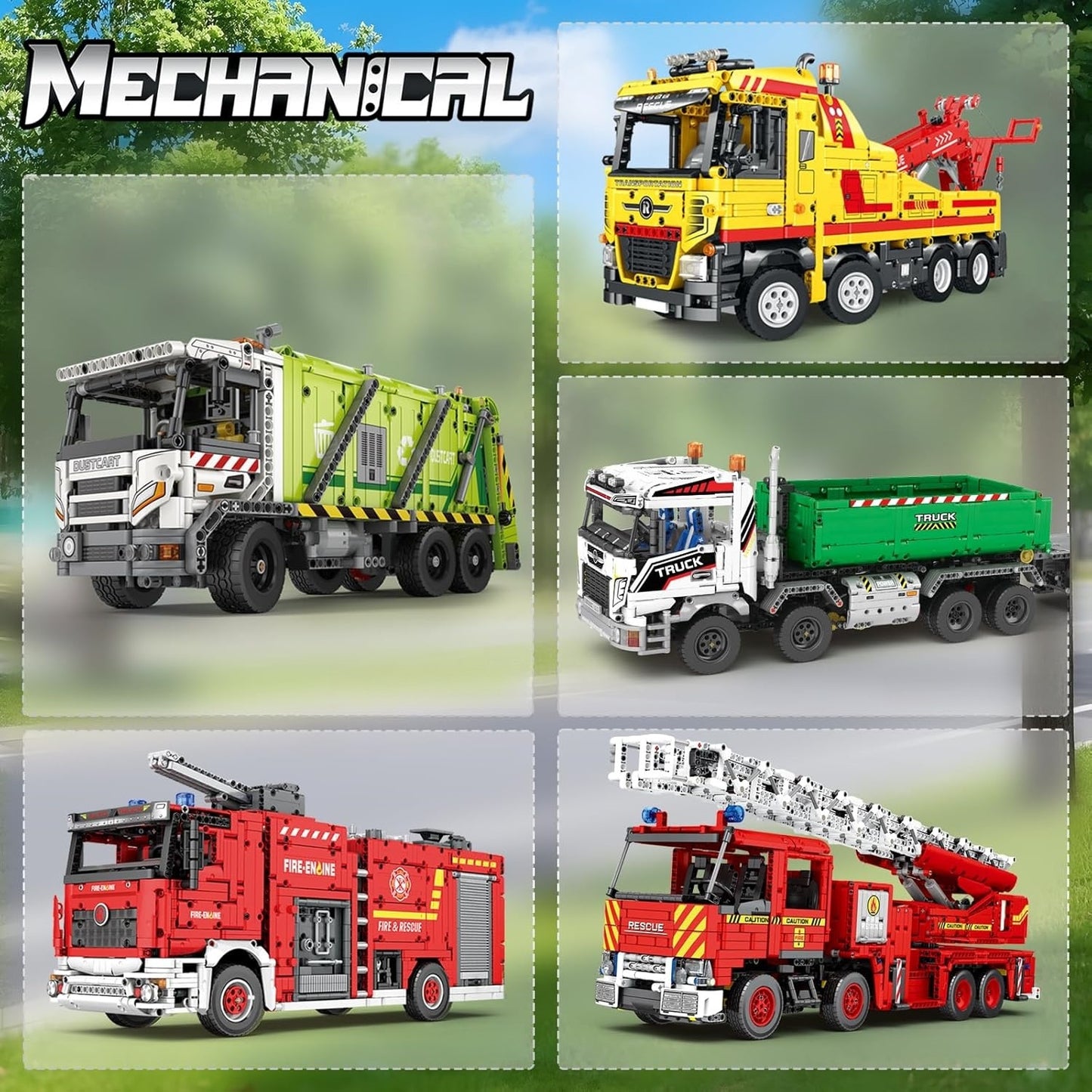 Large garbage truck building block model set - G22