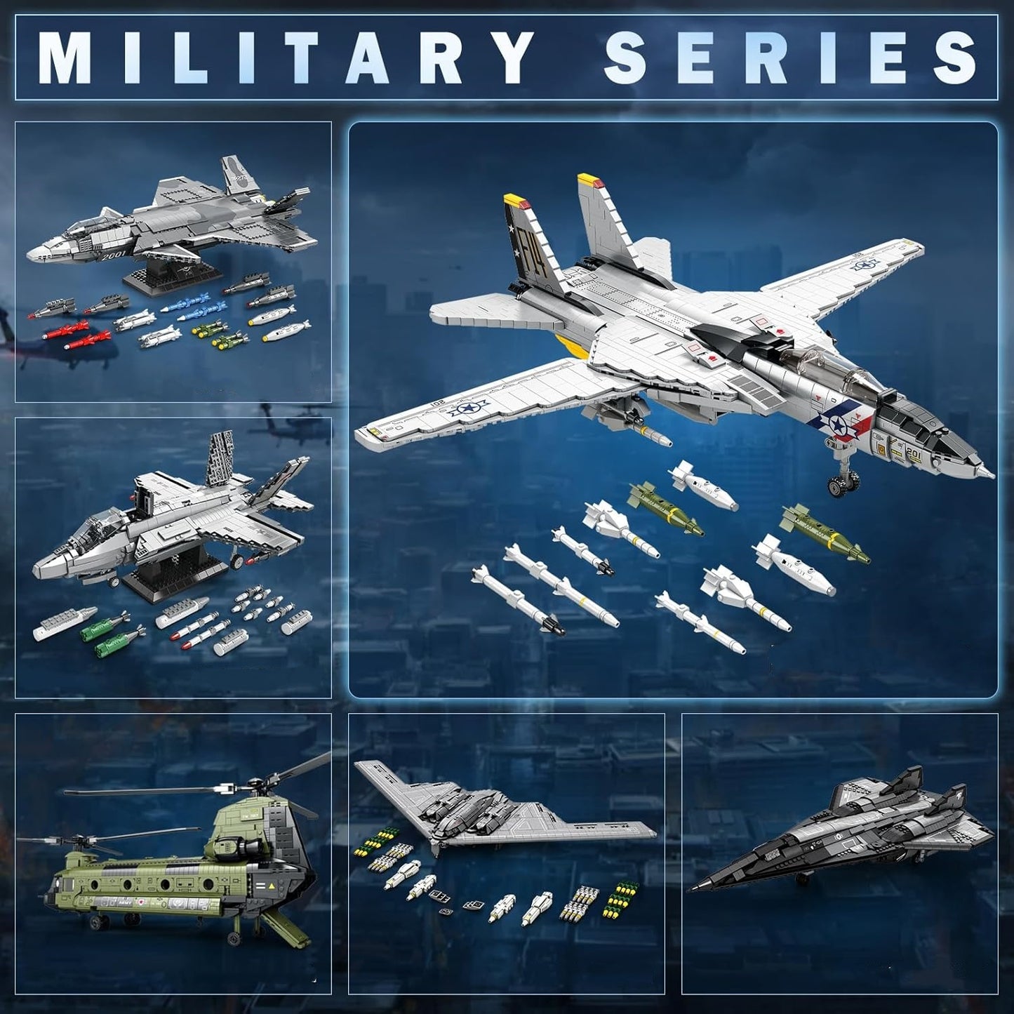 F-14 Tomcat Military Fighter Aircraft Building Block Set - A15