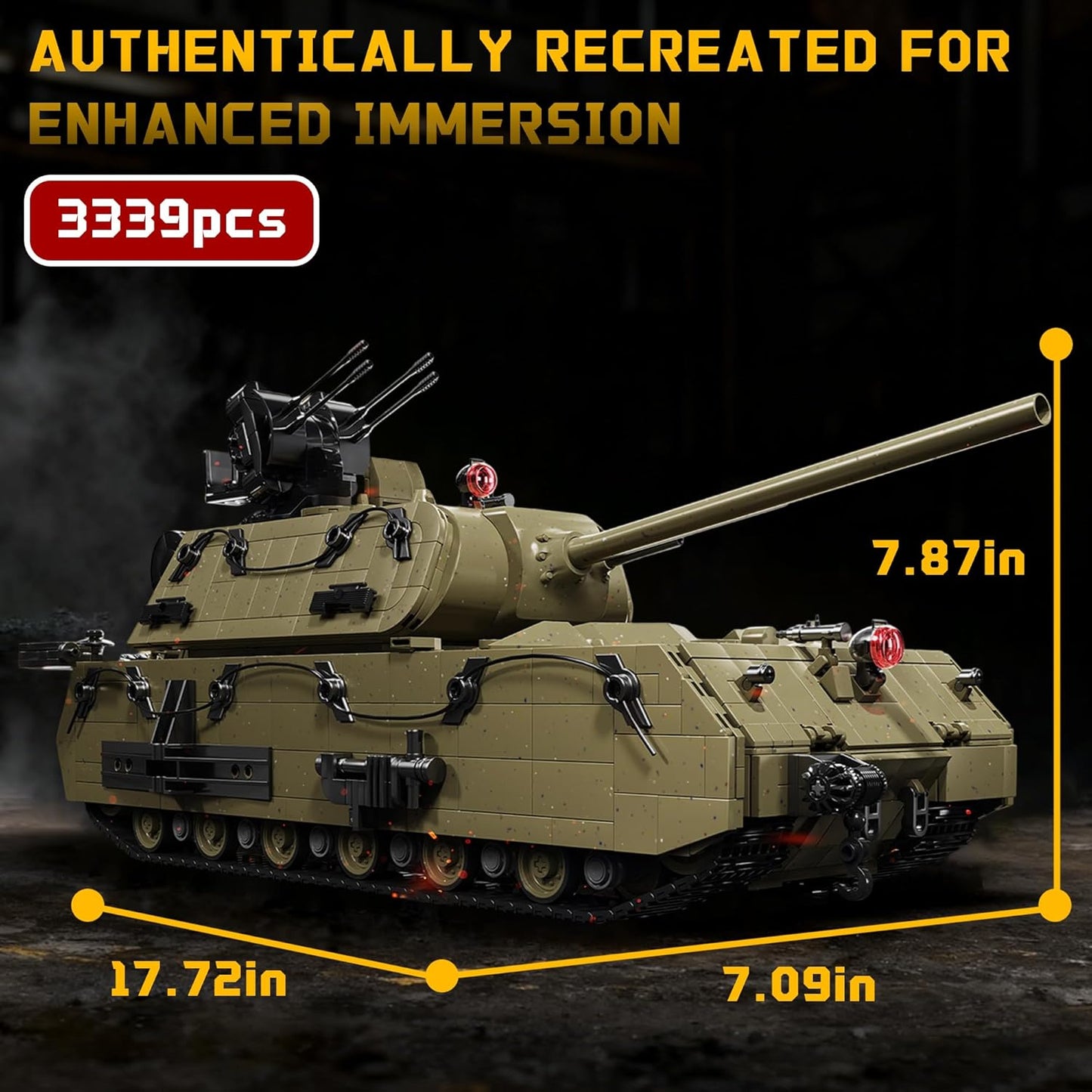 WW2 Panzer VIII Maus Military Tank Building Block Model Set (Olive Green) - T6