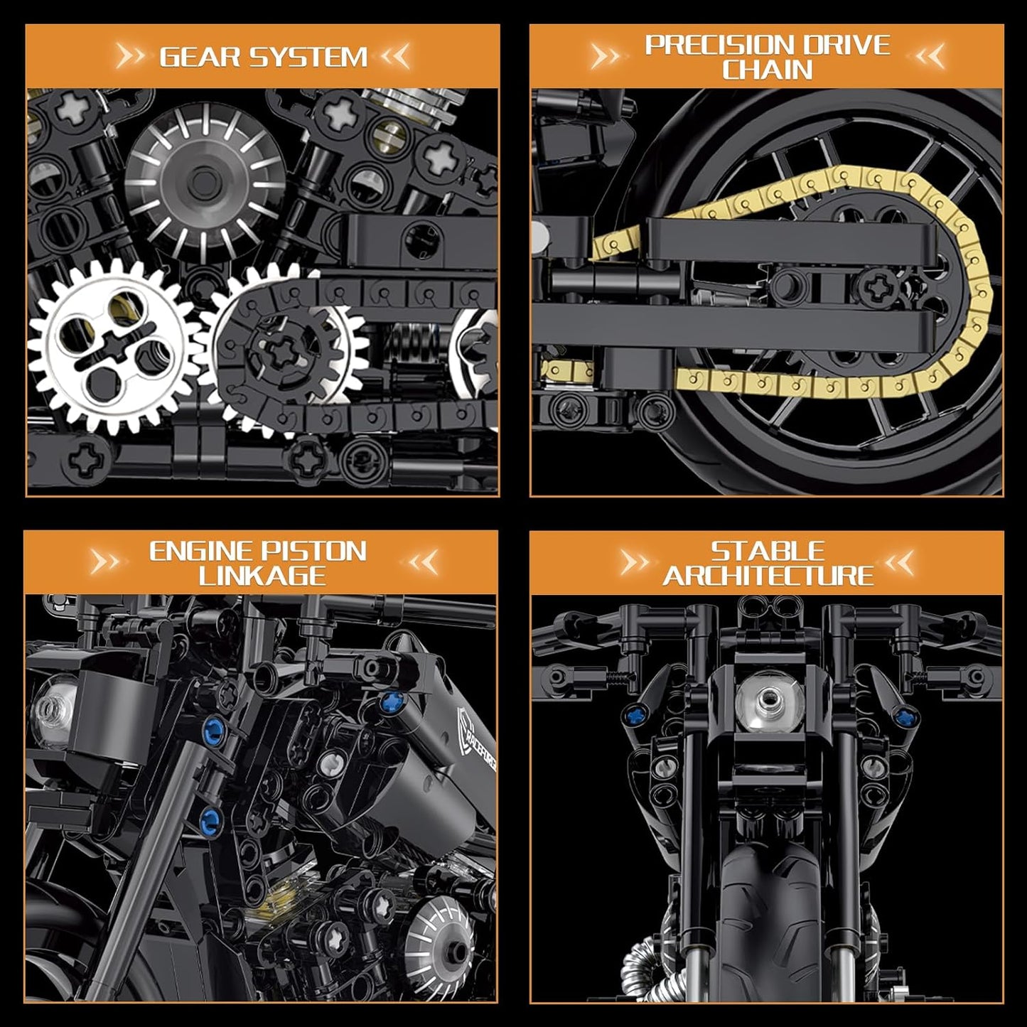 586-piece 1:8 motorcycle building block set - M12
