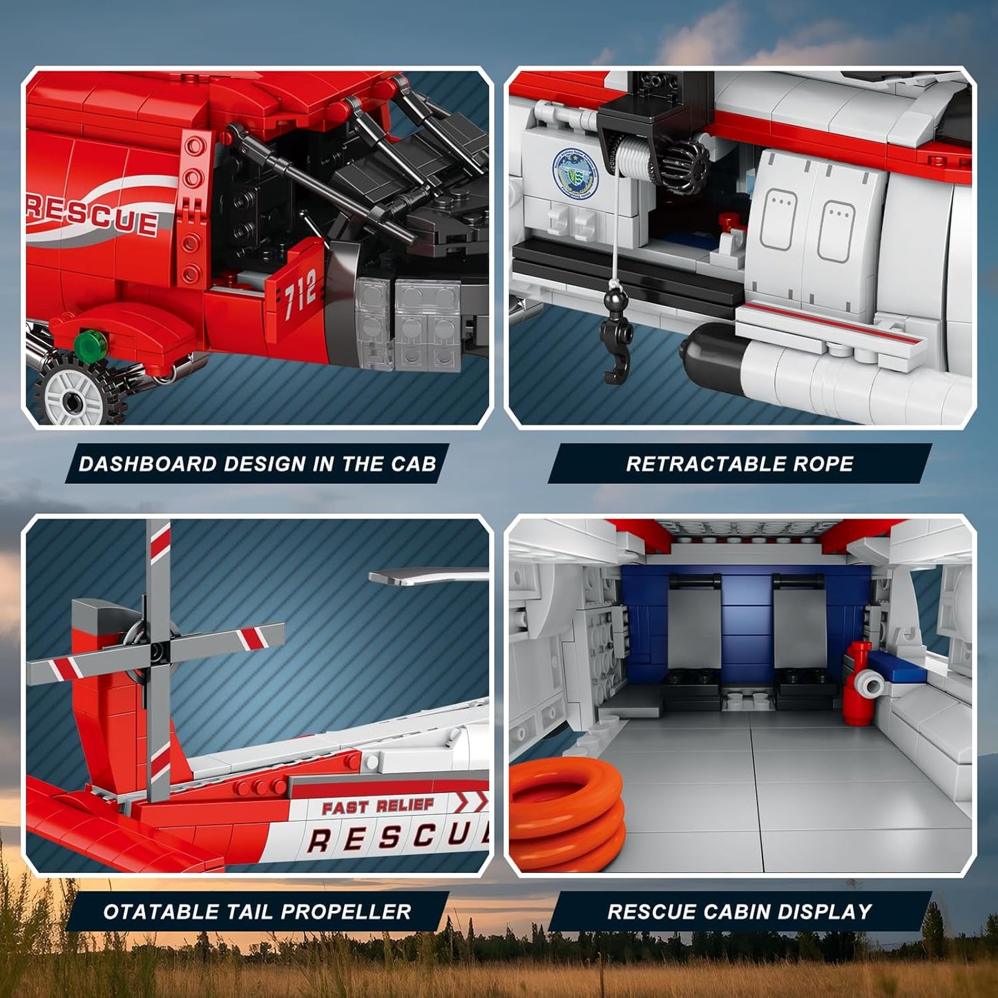 HH-60J Military Rescue Helicopter Assembly Kit - A8