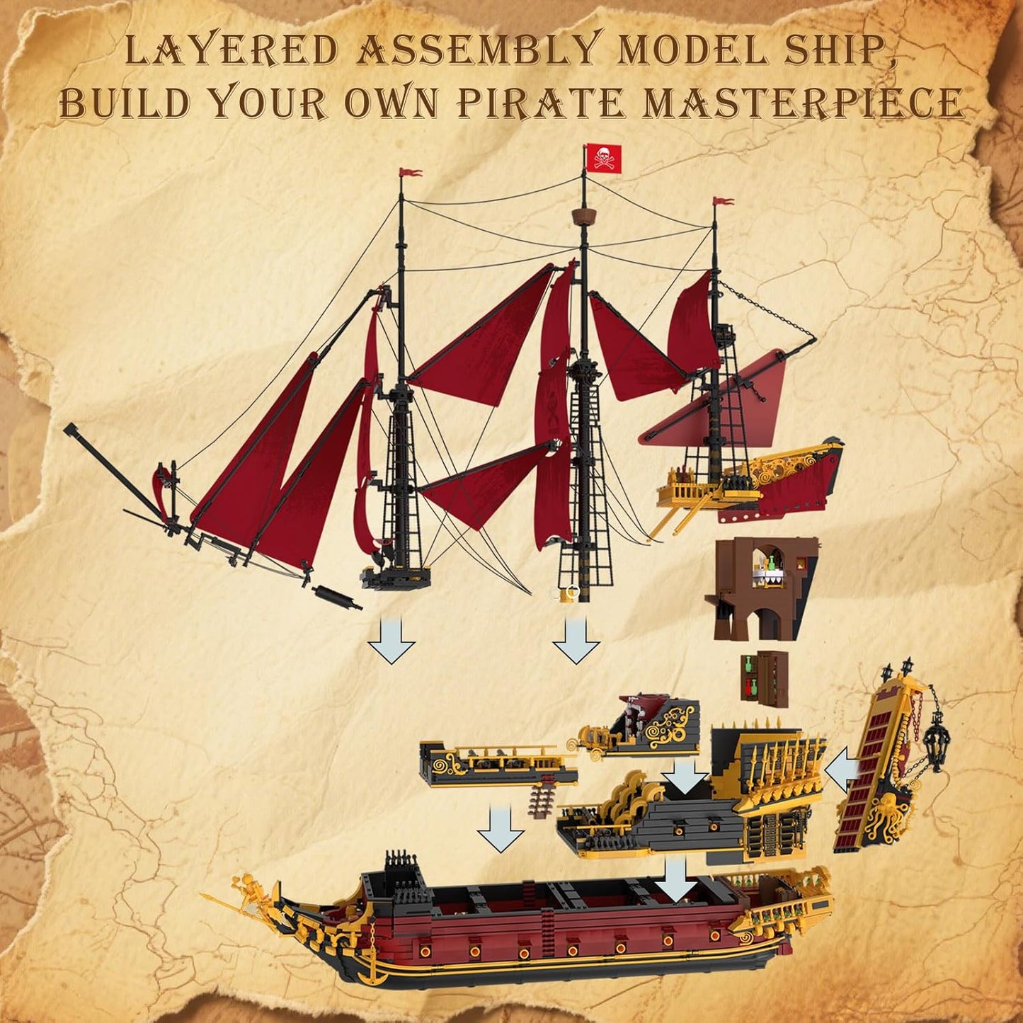 Revenge Pirate Ship Portable Building Toy - S1