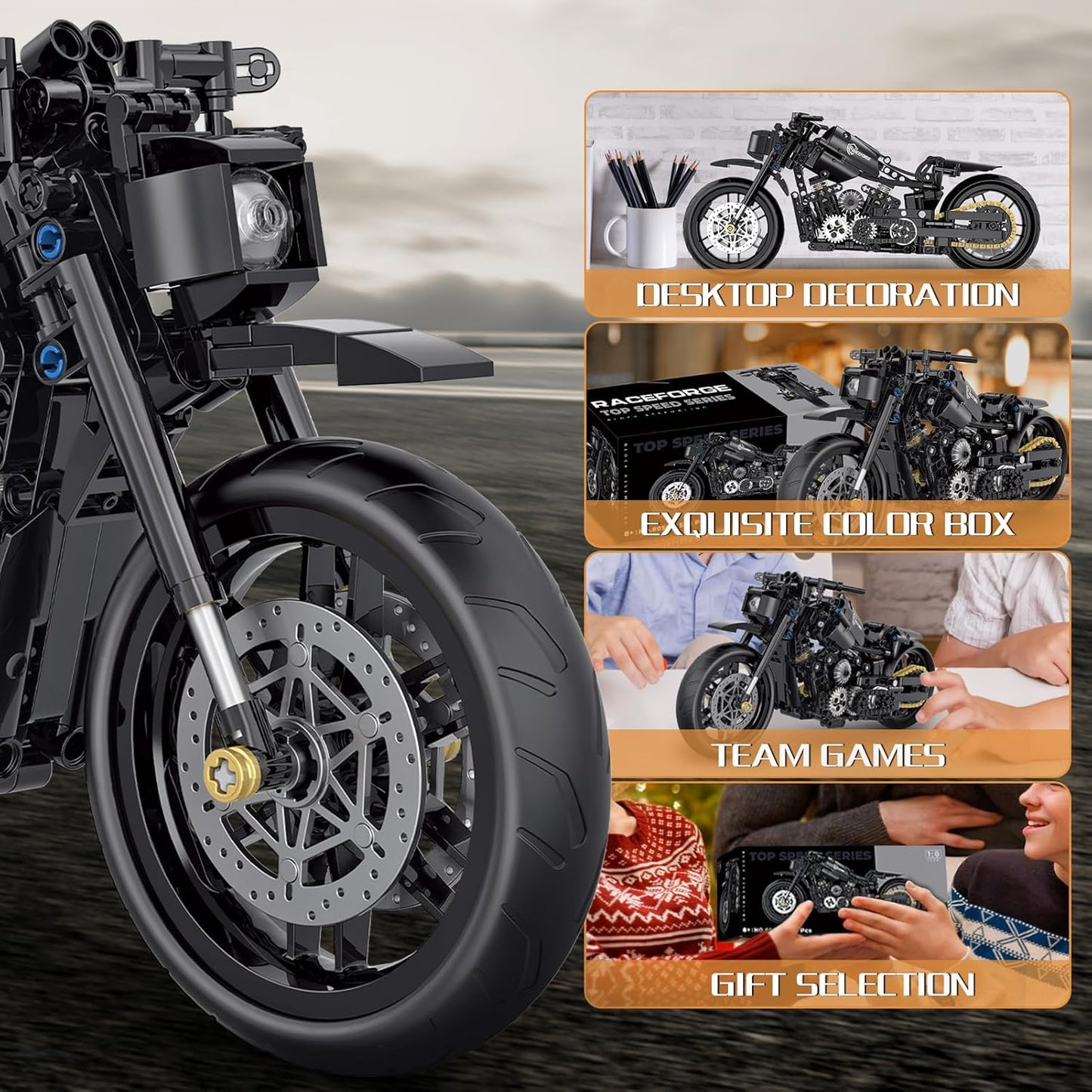 586-piece 1:8 motorcycle building block set - M12