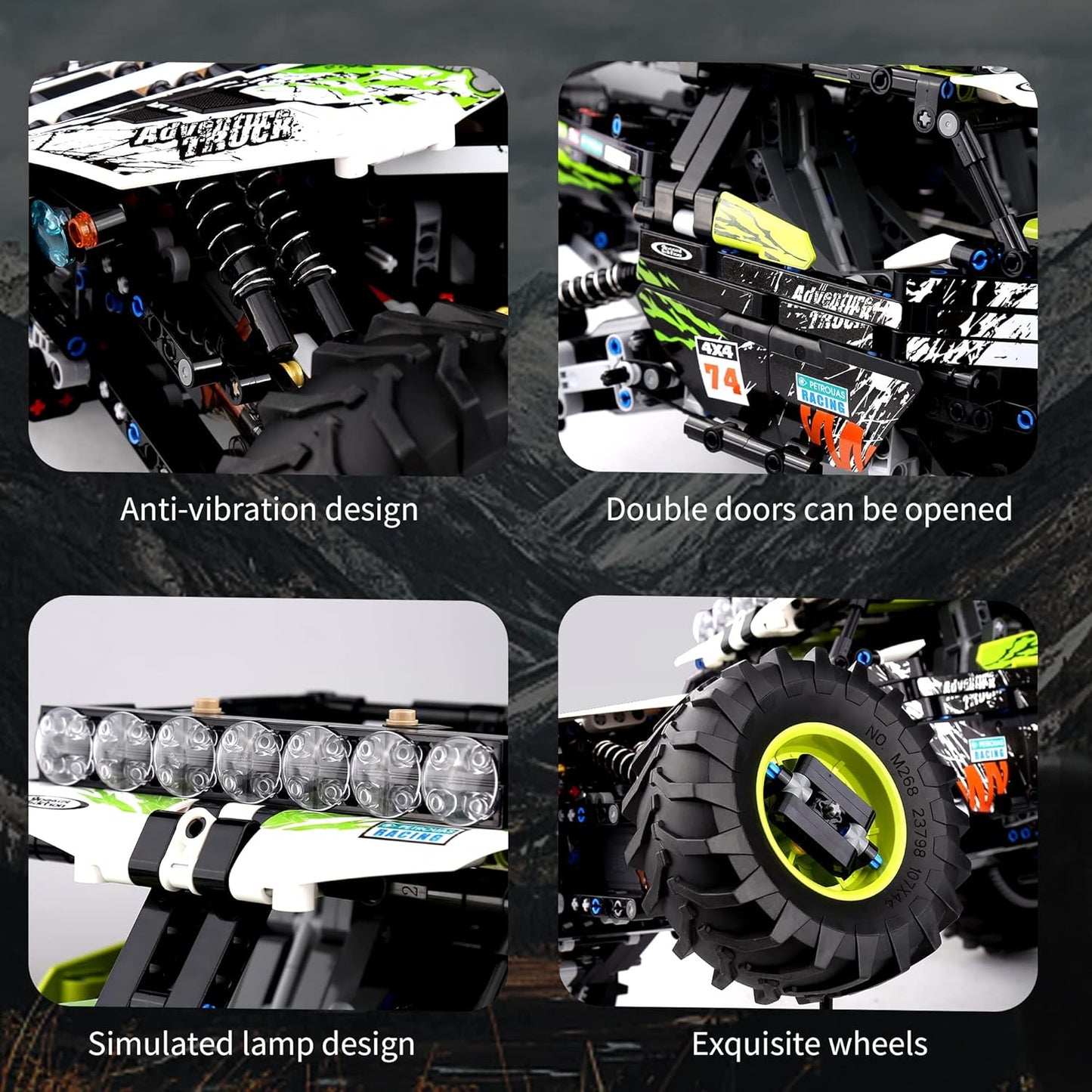 Mould King 18002 RC Climbing Car Building Kits, 1879 Pieces MOC Building Blocks 4X4 Off-Road Truck Model Sets, Stem Remote Control Car Bricks Toys-C25