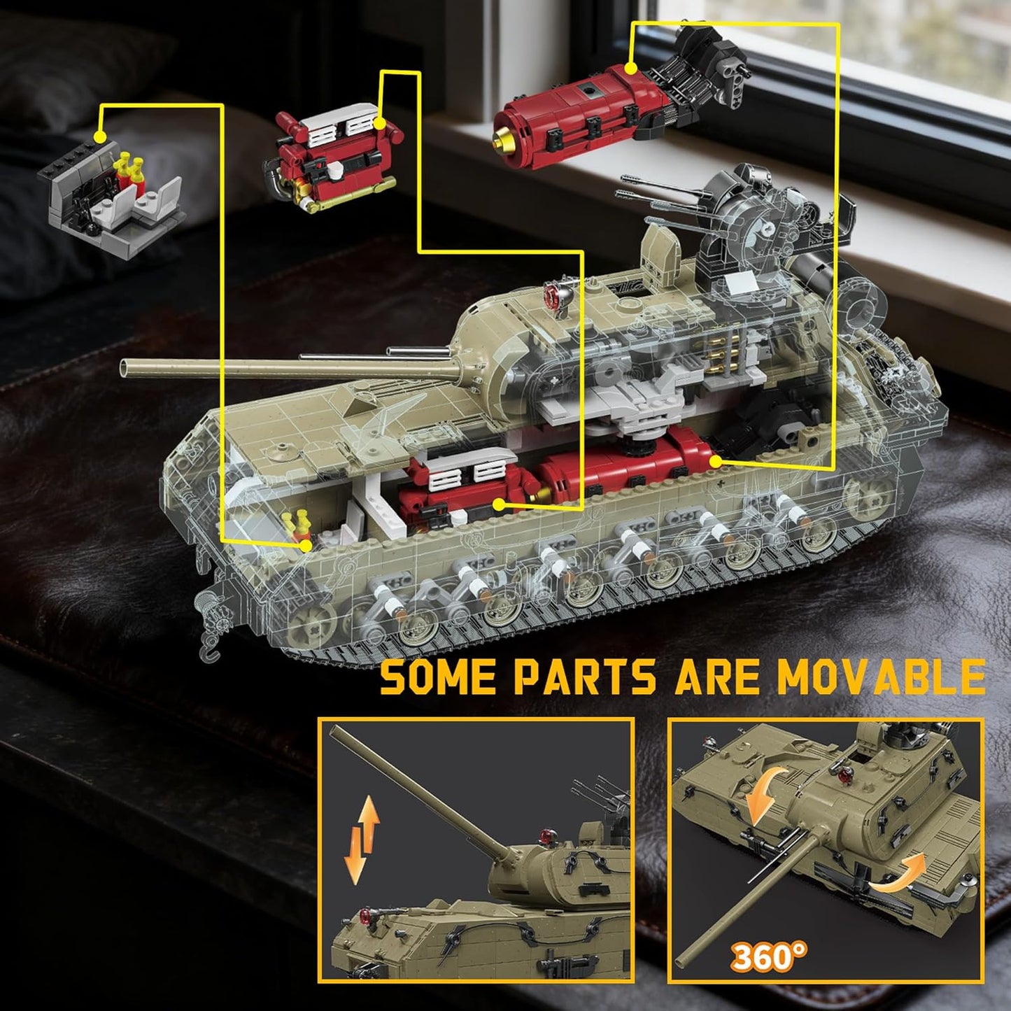 WW2 Panzer VIII Maus Military Tank Building Block Model Set (Olive Green) - T6
