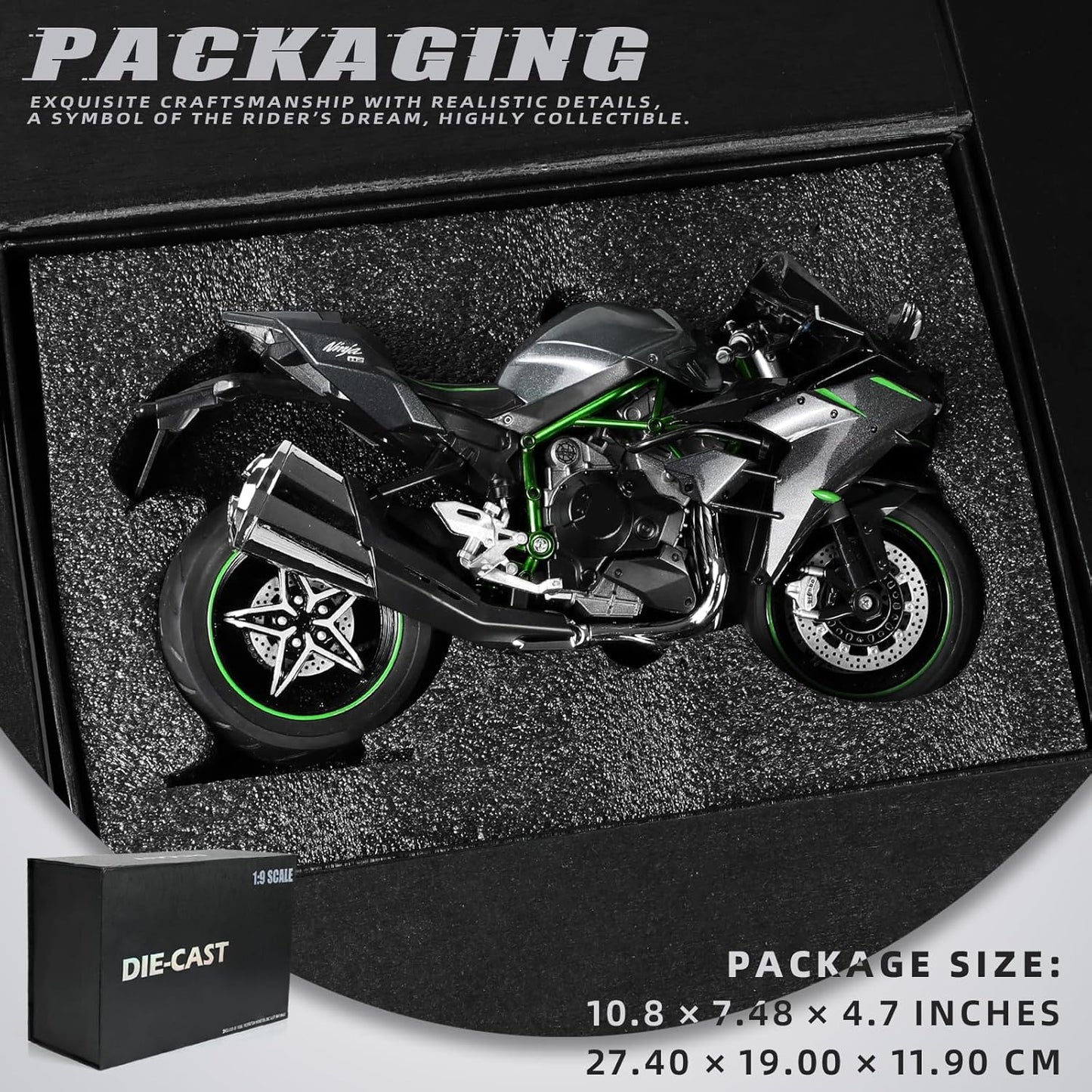 1:9 Kawasaki Ninja H2R Die-cast Metal Motorcycle Model - M21