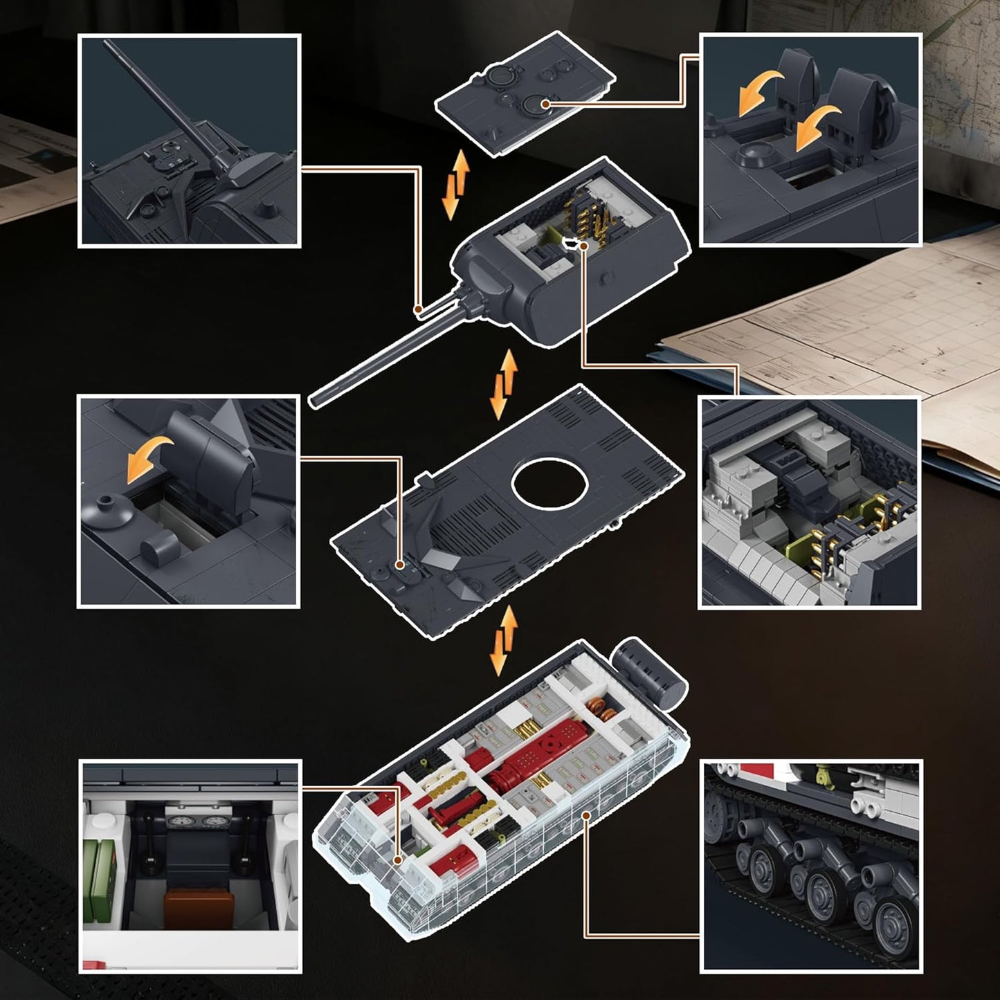 WW2 Panzer VIII Maus Military Tank Building Block Model Set (Gray) - T4